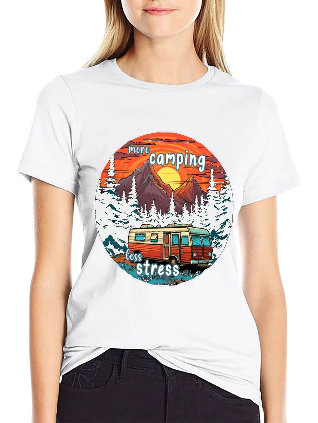 More Camping Less Stress Graphic Tee product image 7