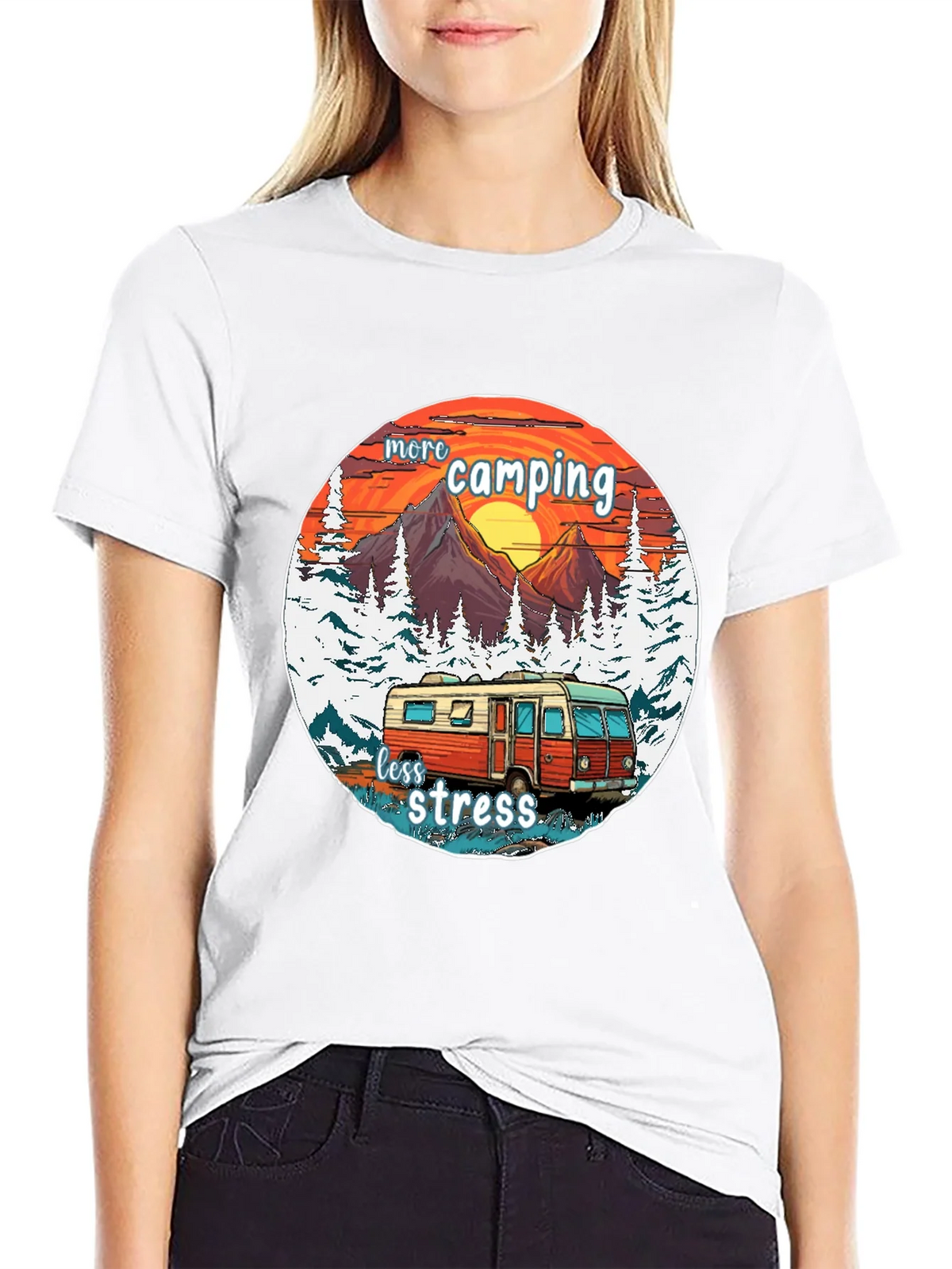 More Camping Less Stress Graphic Tee product image 7