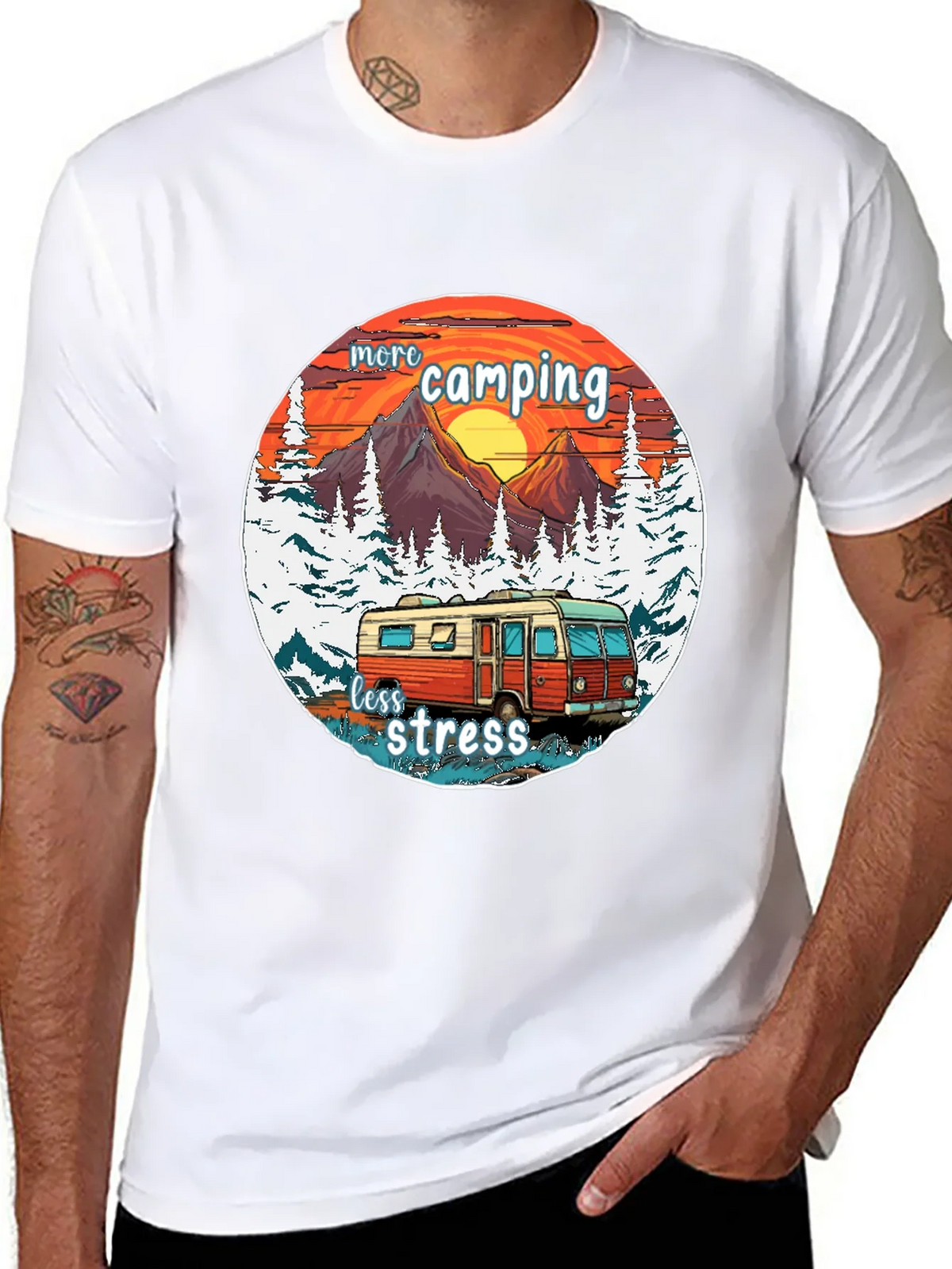 More Camping Less Stress Graphic Tee product image 6