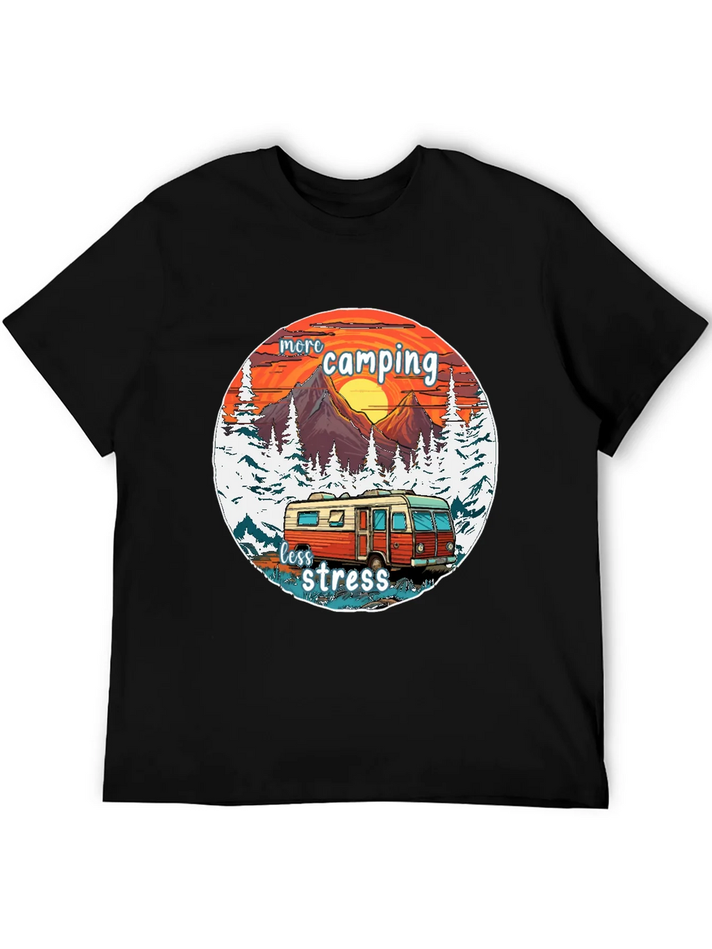 More Camping Less Stress Graphic Tee product image 4