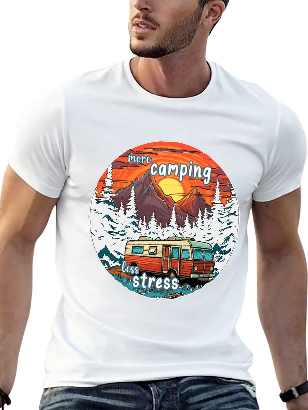 More Camping Less Stress Graphic Tee product image 10