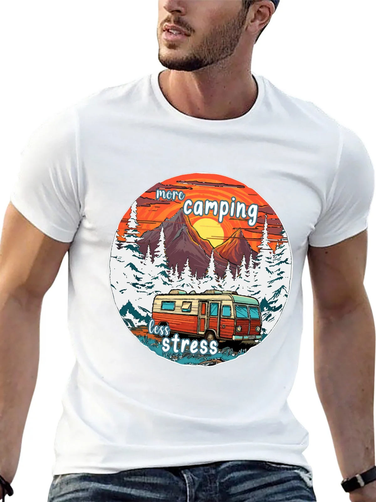 More Camping Less Stress Graphic Tee product image 10