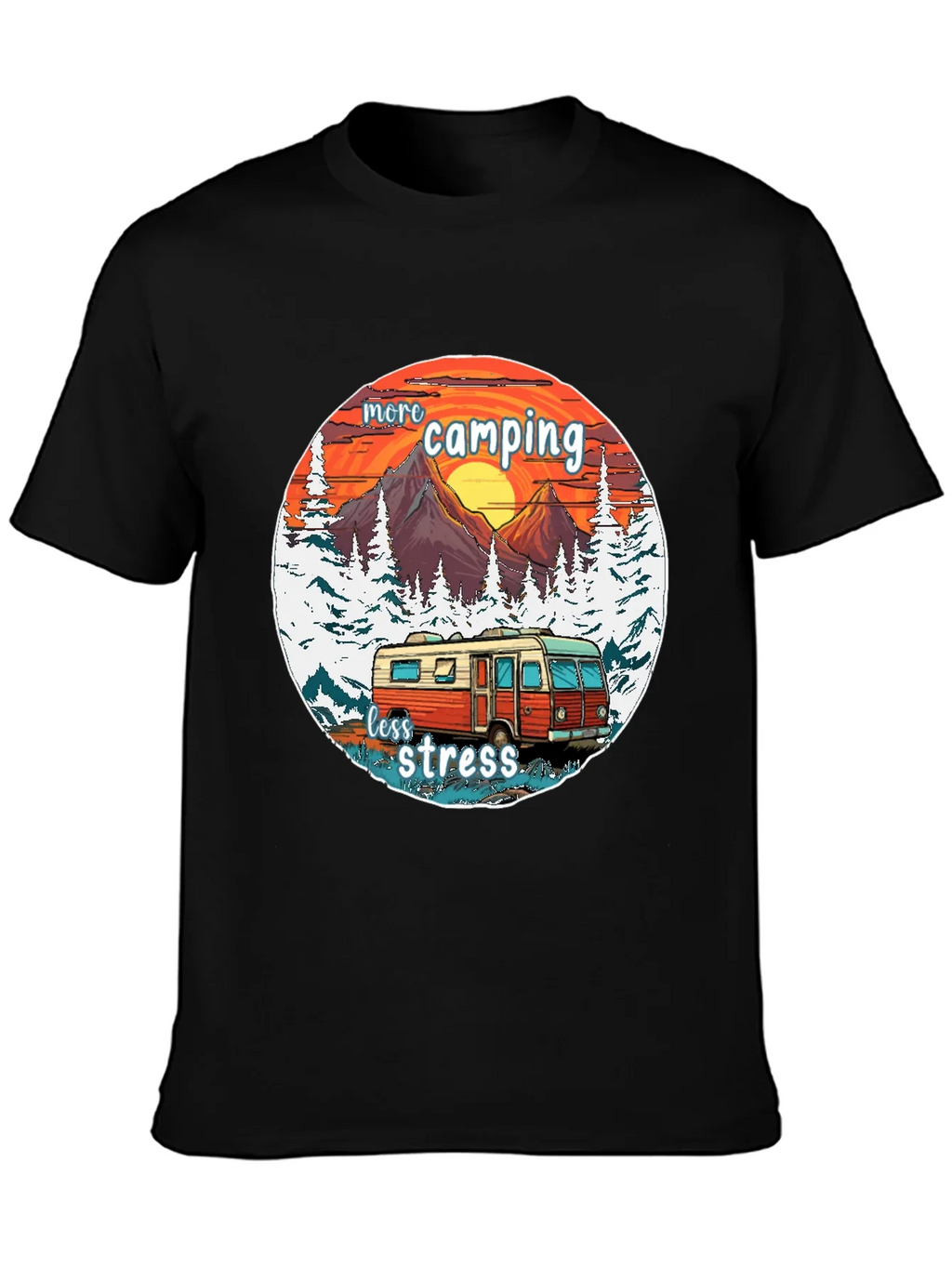 More Camping Less Stress Graphic Tee product image 2