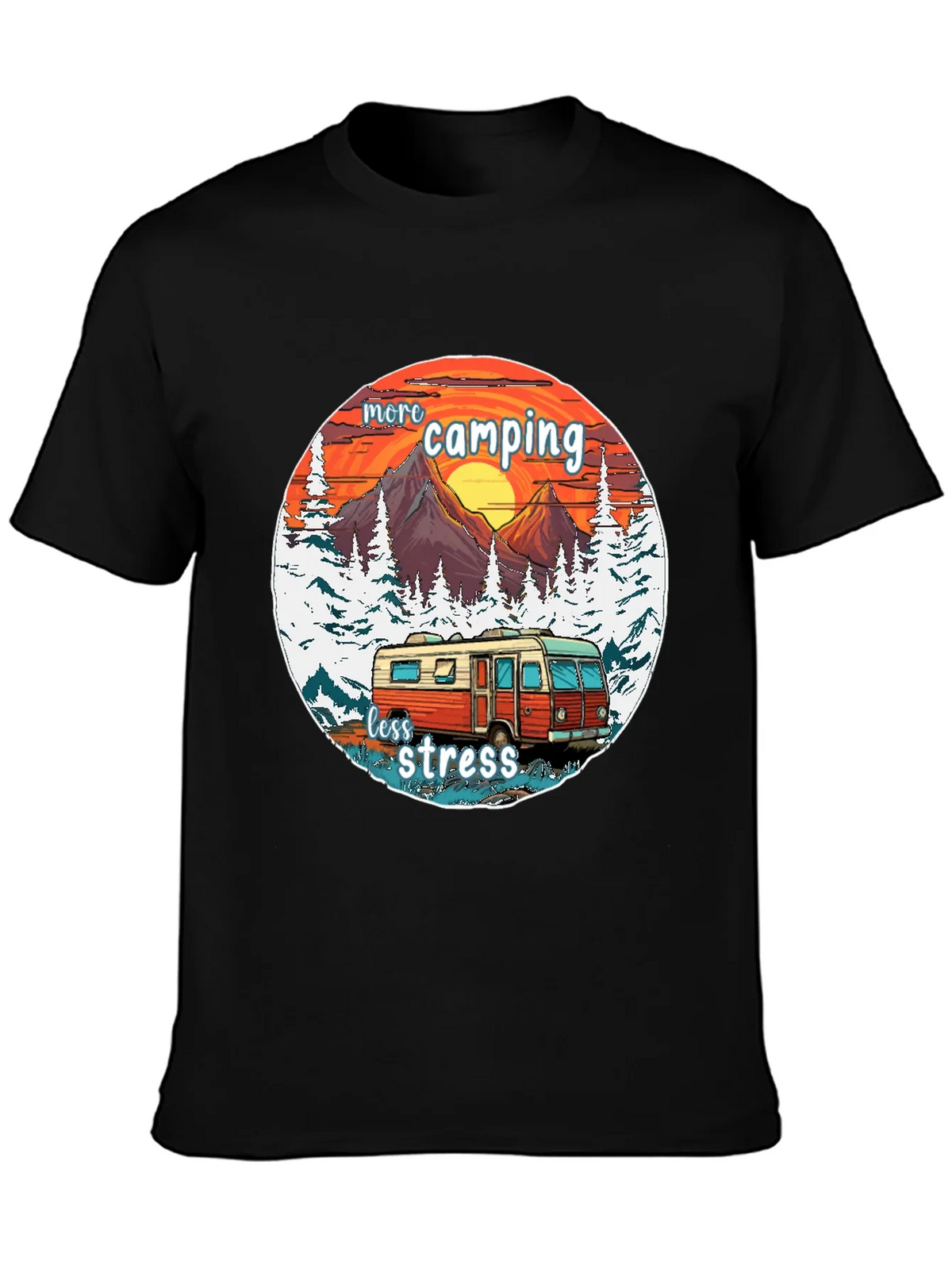 More Camping Less Stress Graphic Tee product image 2