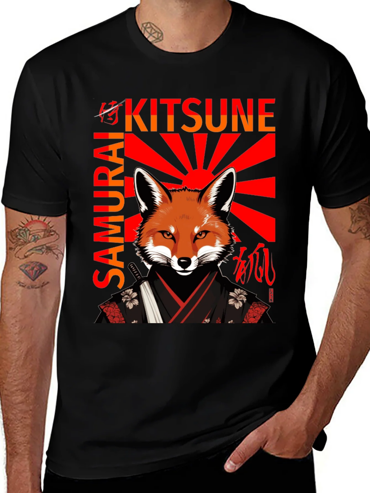 Samurai Kitsune T-Shirt Japanese Fox Warrior Design product image 1