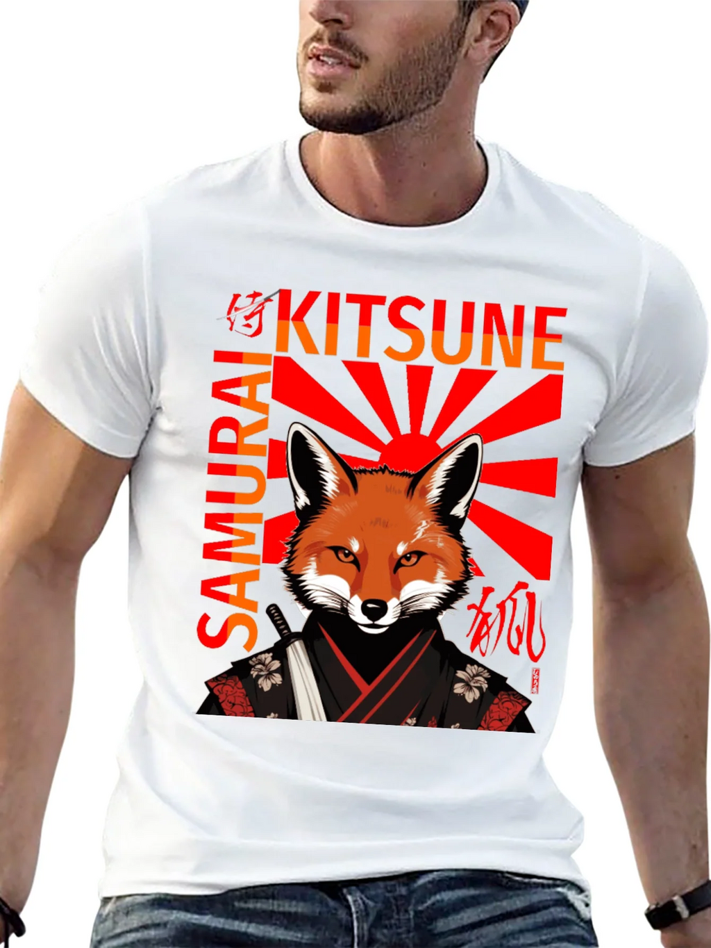 Samurai Kitsune T-Shirt Japanese Fox Warrior Design product image 12