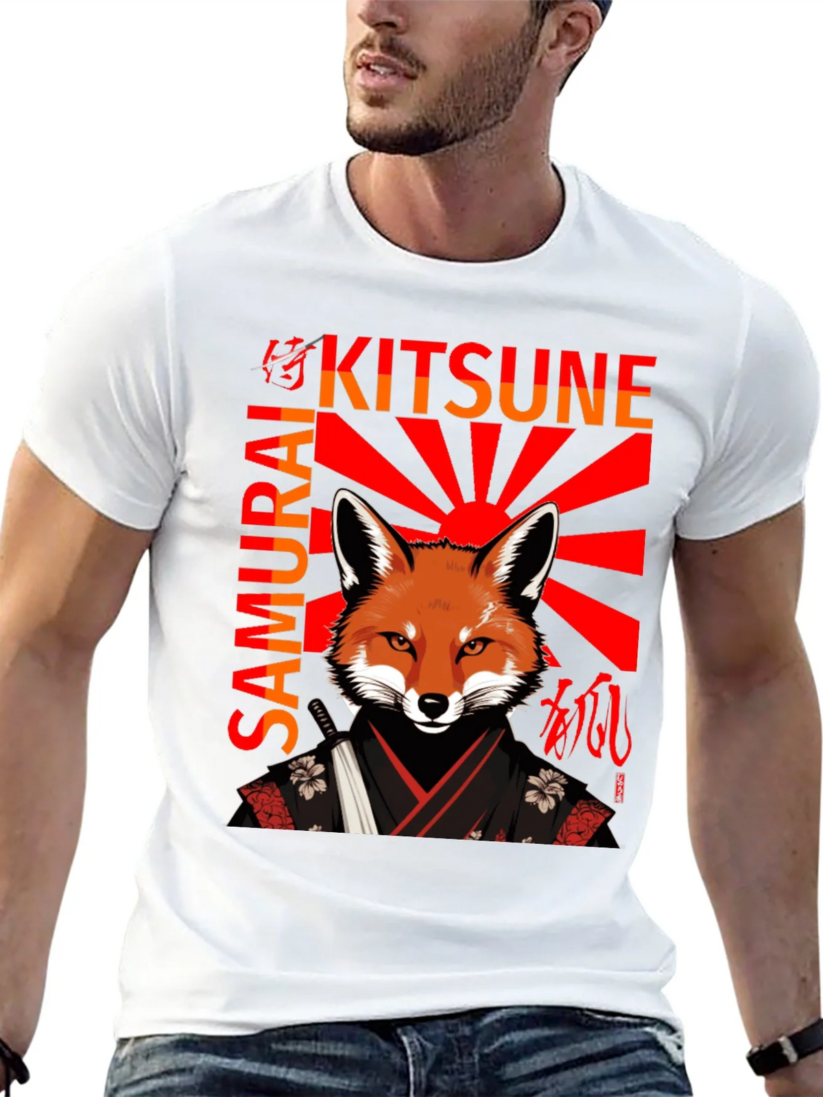 Samurai Kitsune T-Shirt Japanese Fox Warrior Design product image 12