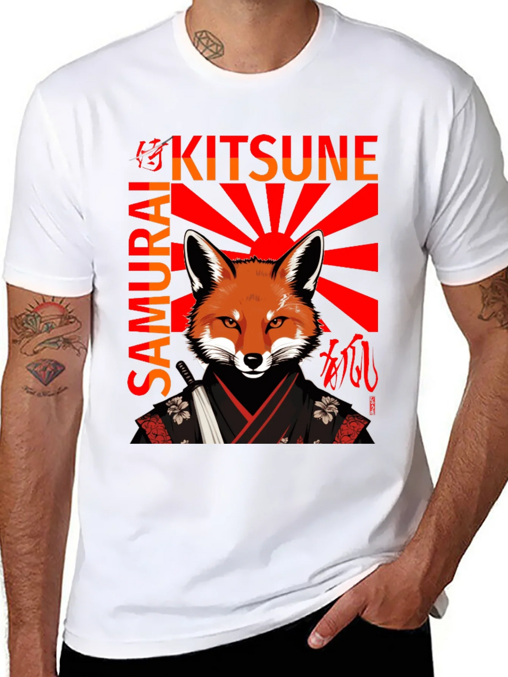 Samurai Kitsune T-Shirt Japanese Fox Warrior Design product image 7