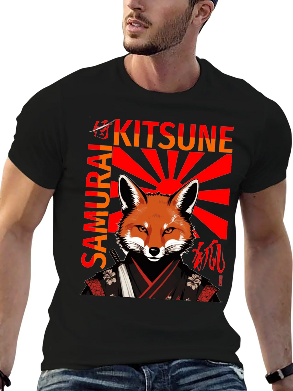 Samurai Kitsune T-Shirt Japanese Fox Warrior Design product image 6