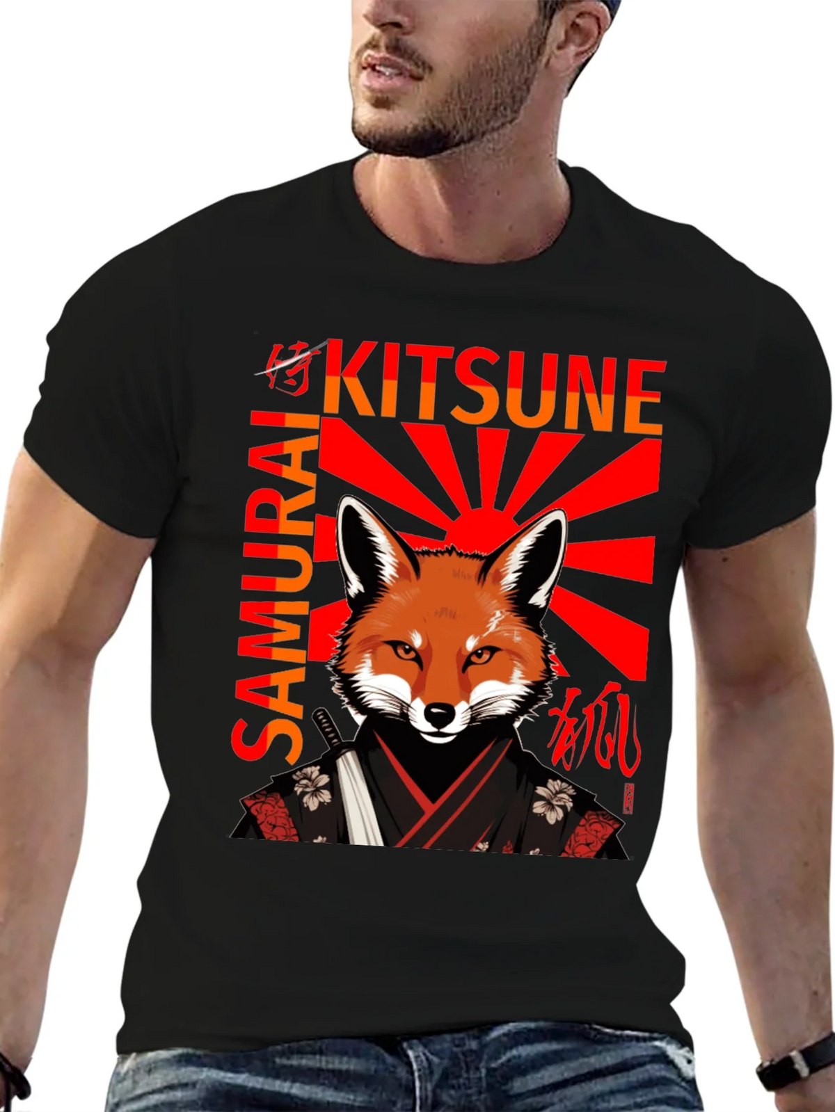 Samurai Kitsune T-Shirt Japanese Fox Warrior Design product image 6