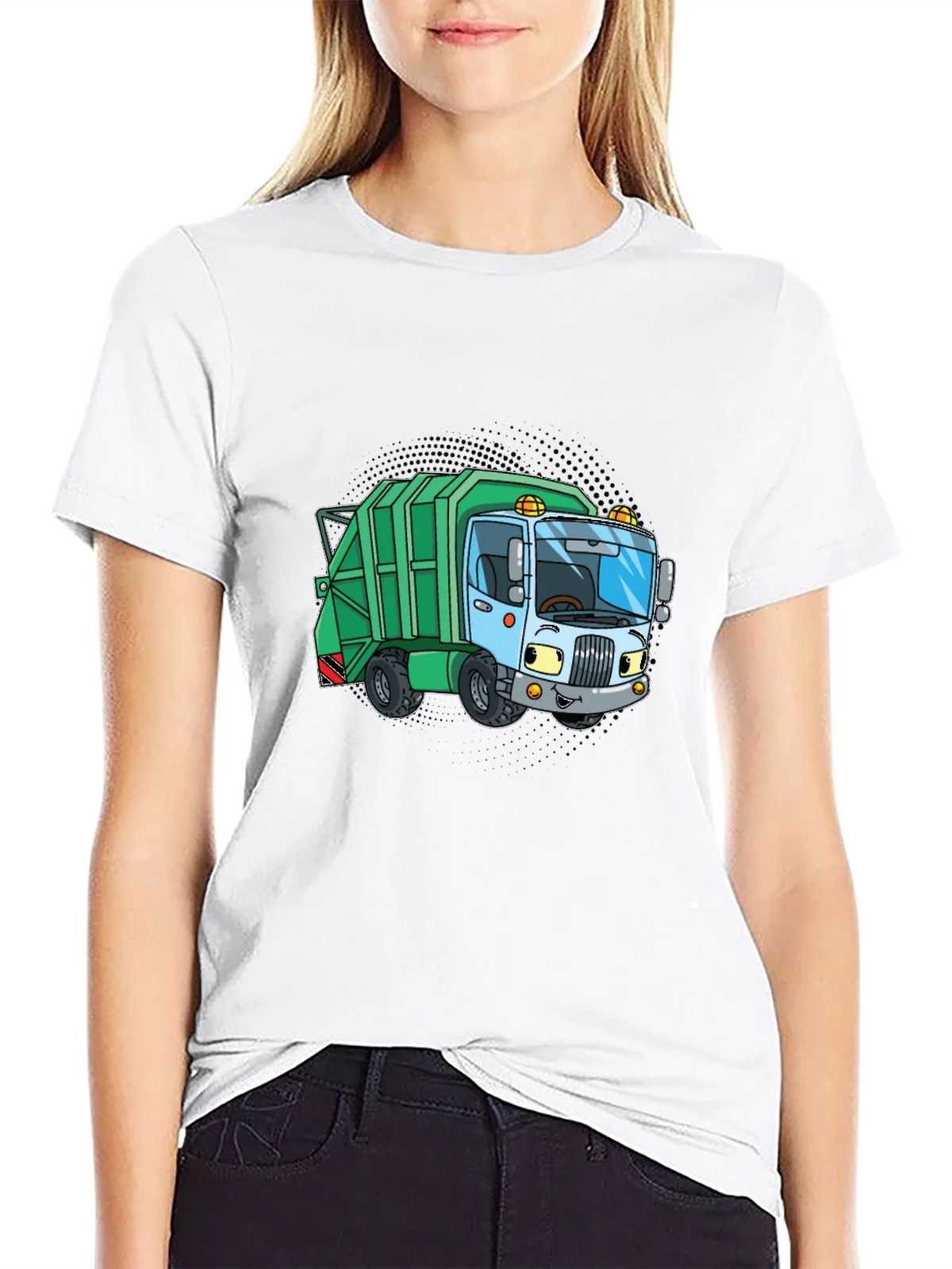 Cartoon Garbage Truck Graphic Tee - Black product image 8