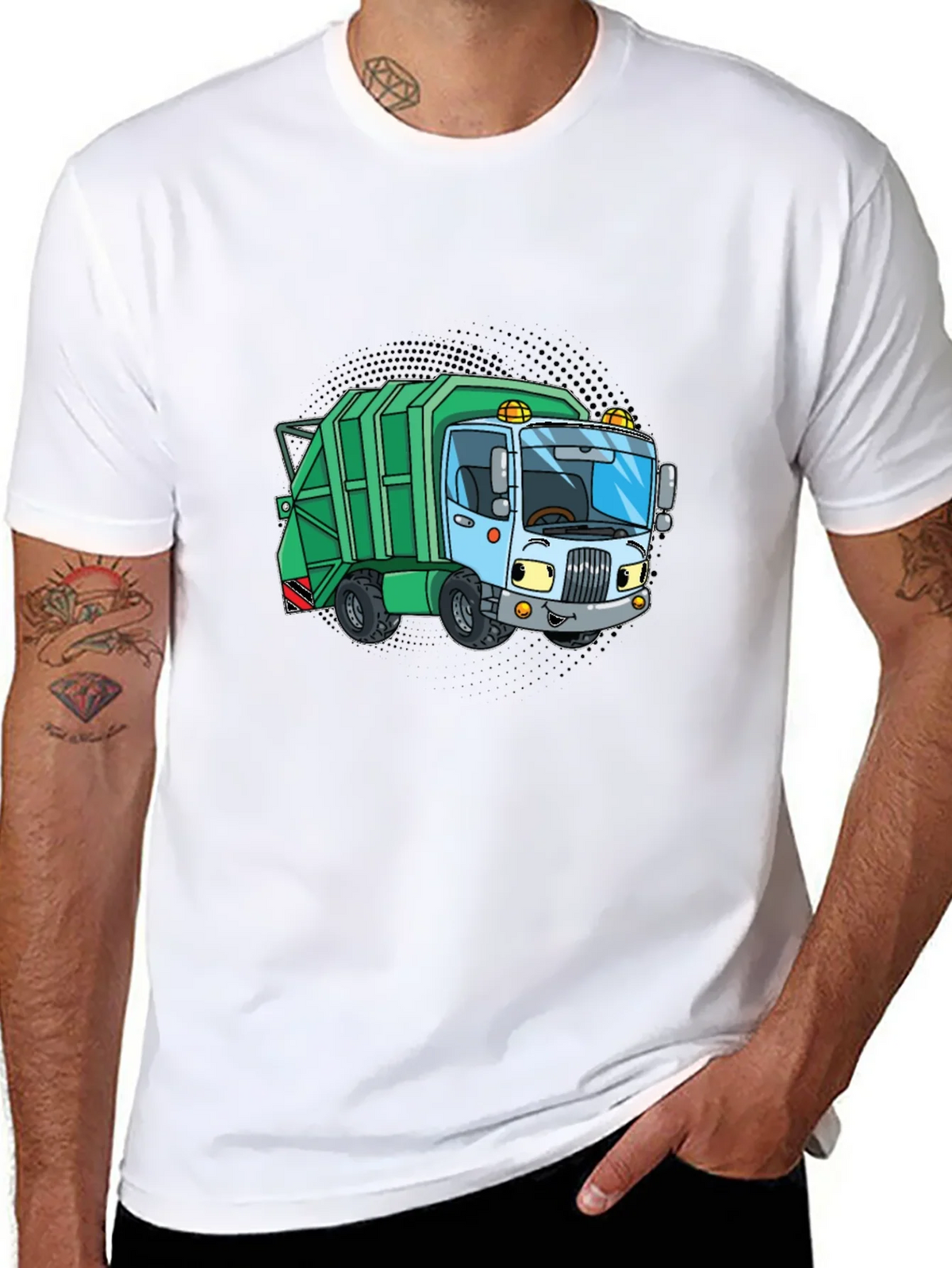 Cartoon Garbage Truck Graphic Tee - Black product image 7