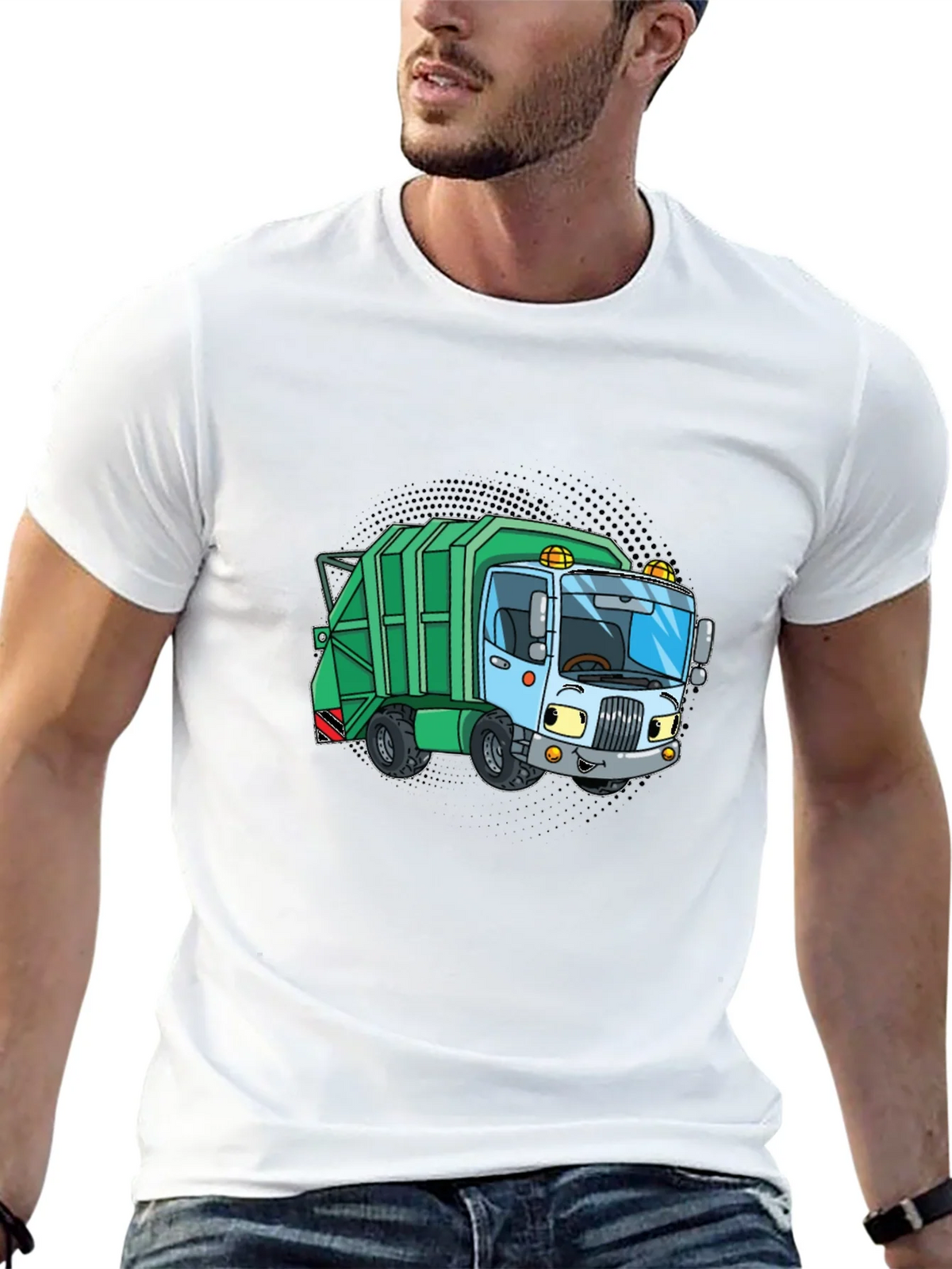 Cartoon Garbage Truck Graphic Tee - Black product image 12