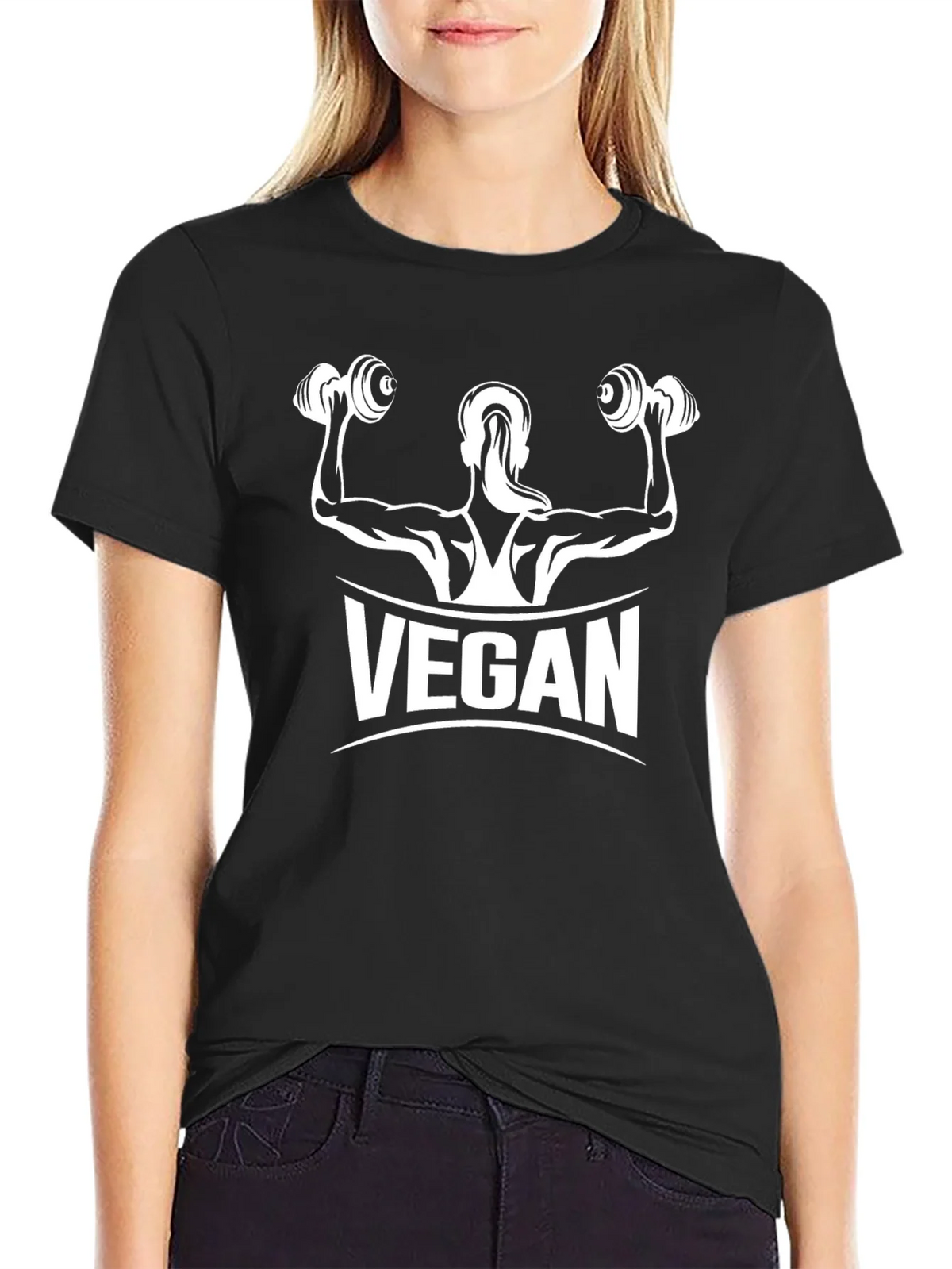 Vegan Muscle Tee - Black Cotton Fitness Shirt product image 2