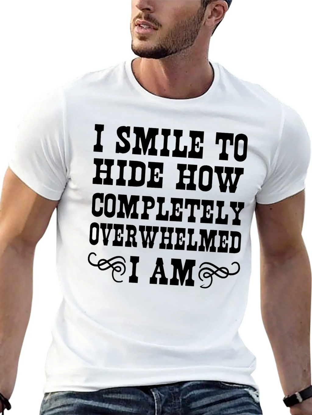 I Smile To Hide Overwhelmed T-Shirt product image 12
