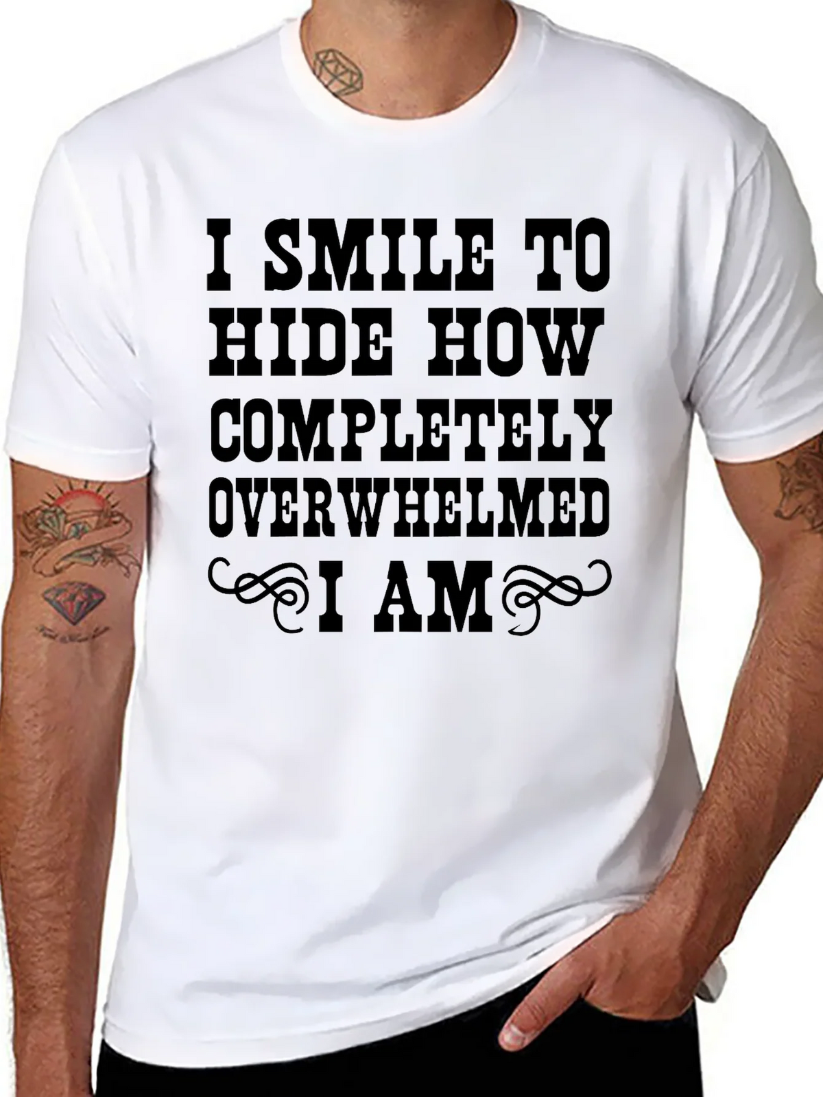 I Smile To Hide Overwhelmed T-Shirt product image 7