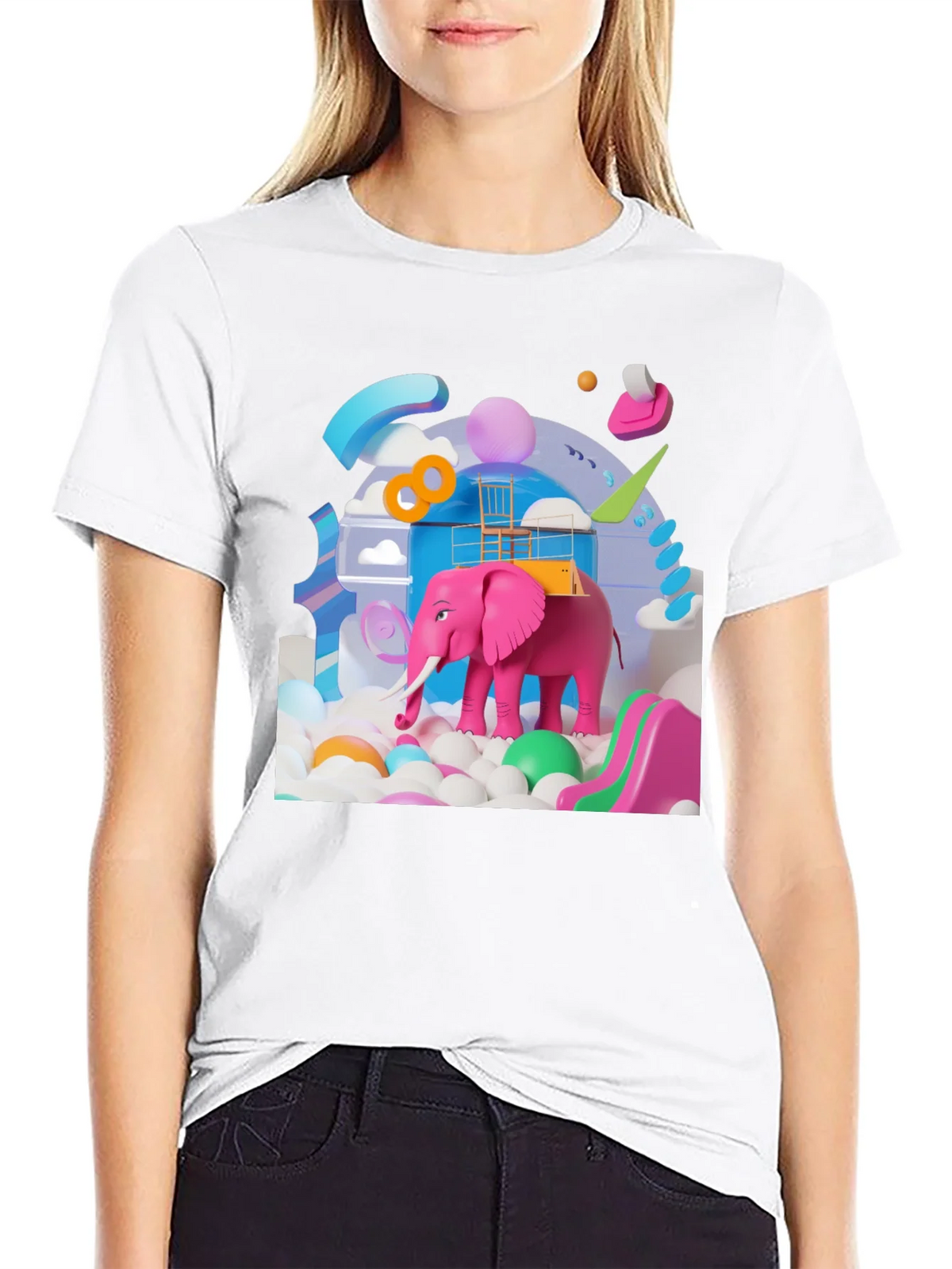 Playful Pink Elephant Graphic Tee - Novelty Design product image 6