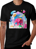 Playful Pink Elephant Graphic Tee - Novelty Design product image 1
