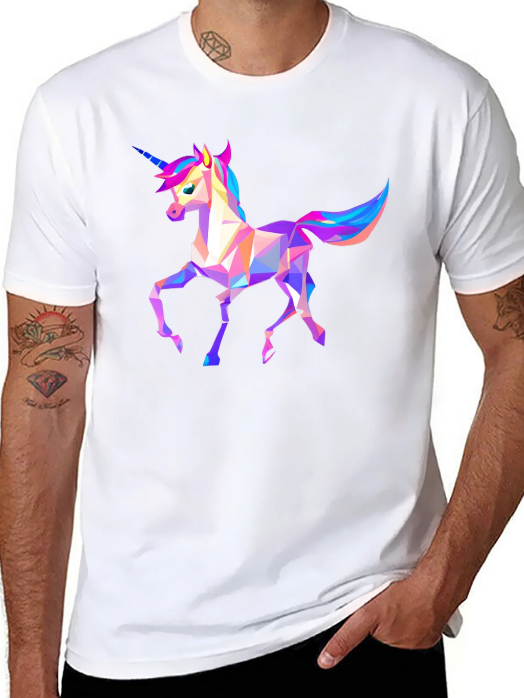 Geometric Unicorn Graphic Tee - Black product image 7