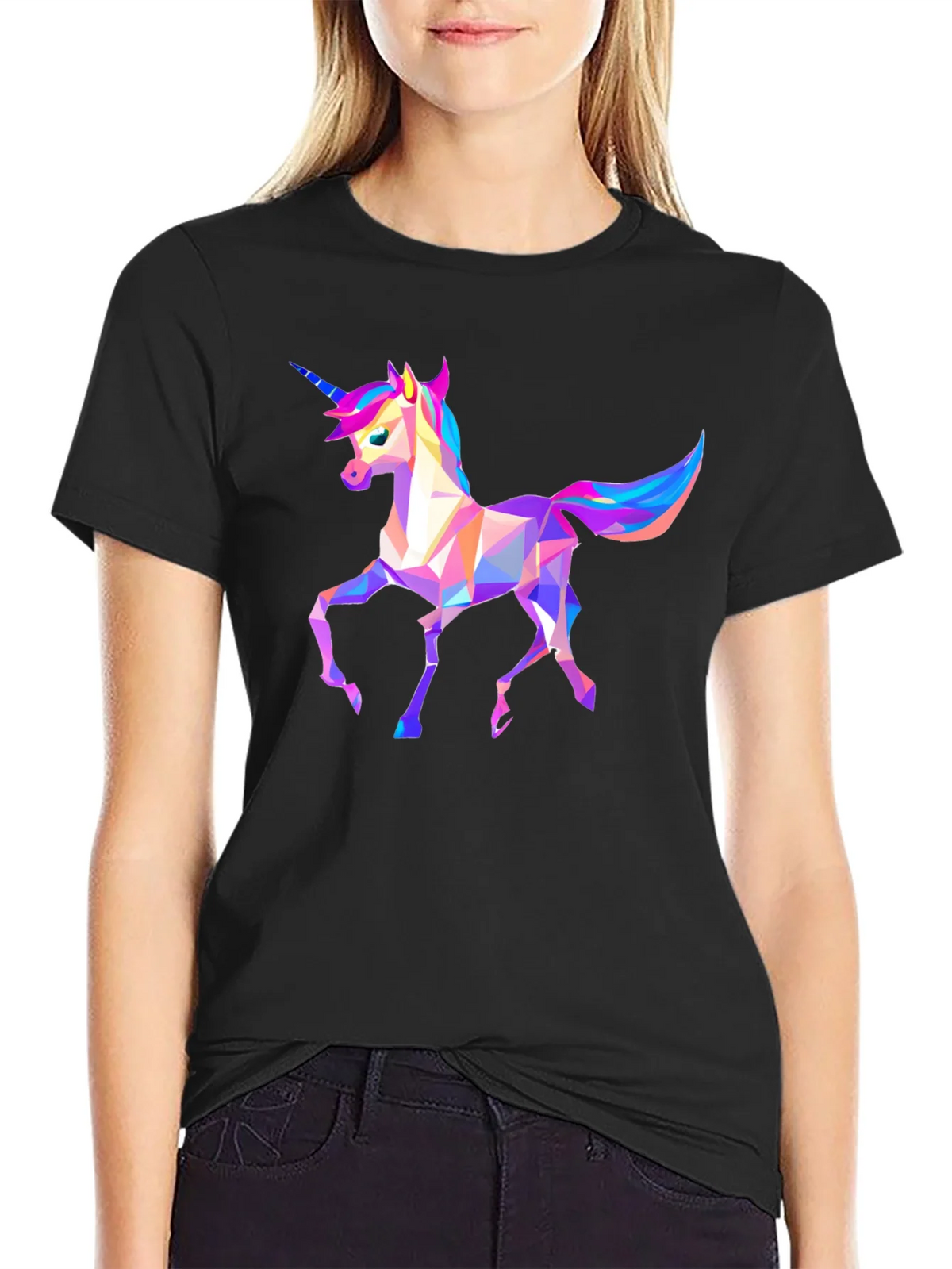 Geometric Unicorn Graphic Tee - Black product image 2
