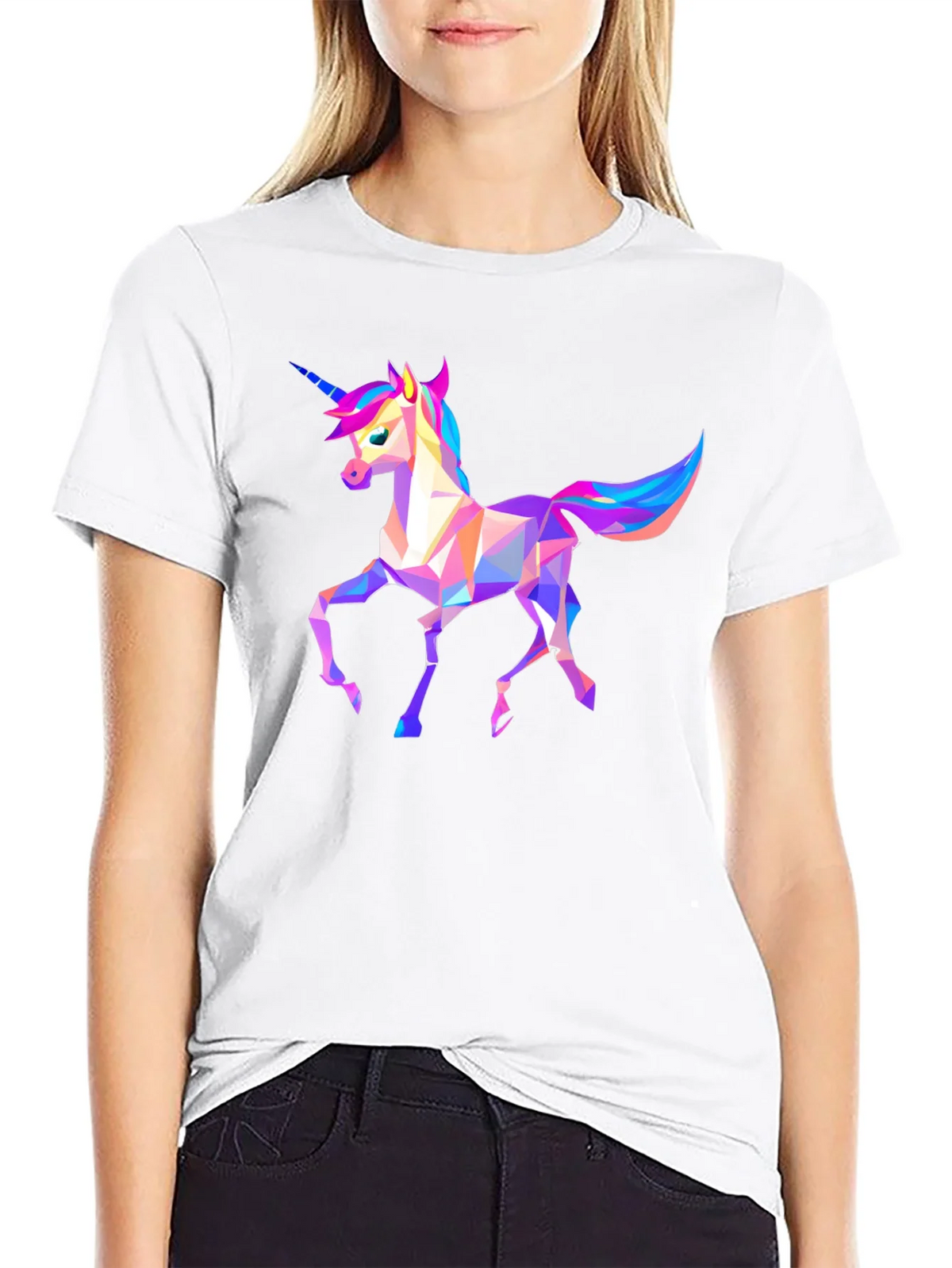 Geometric Unicorn Graphic Tee - Black product image 8