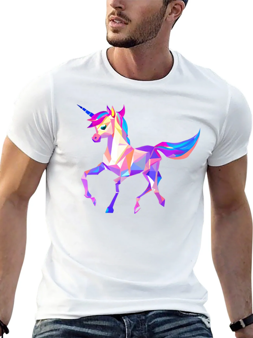 Geometric Unicorn Graphic Tee - Black product image 12