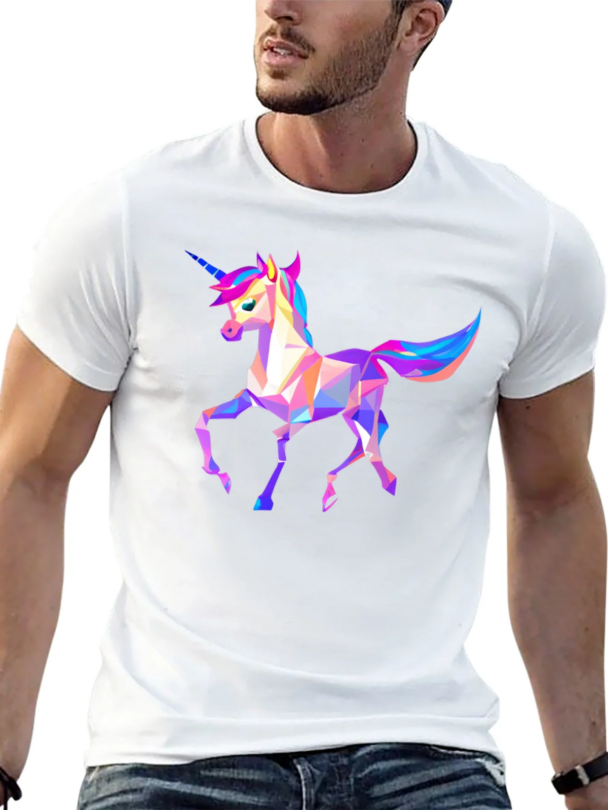 Geometric Unicorn Graphic Tee - Black product image 12