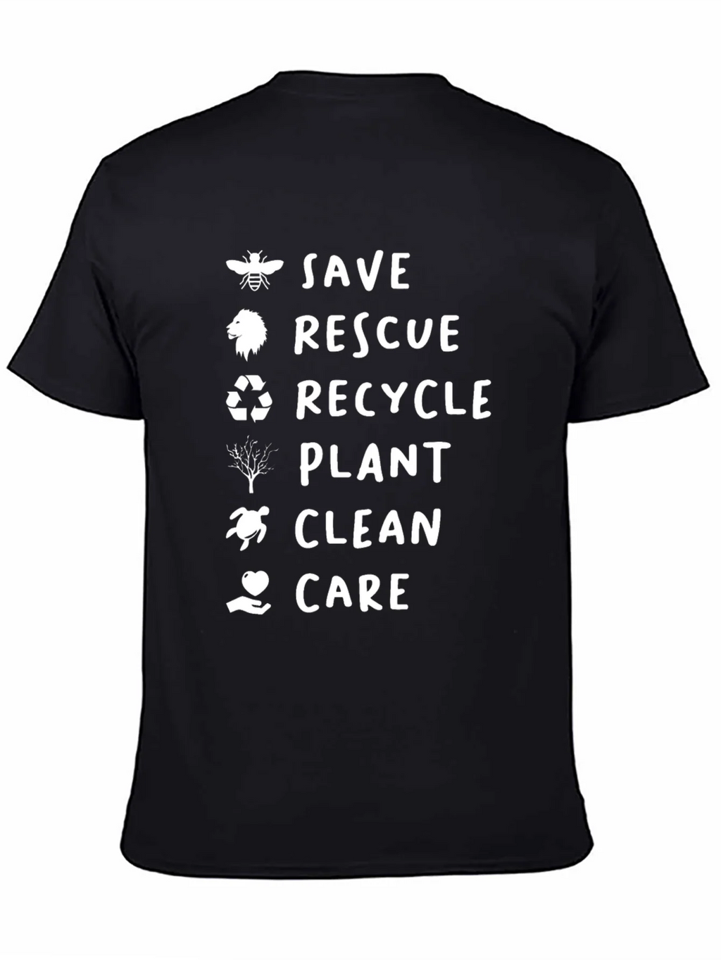 Eco-Friendly Black Graphic Tee - Save Rescue Recycle product image 4