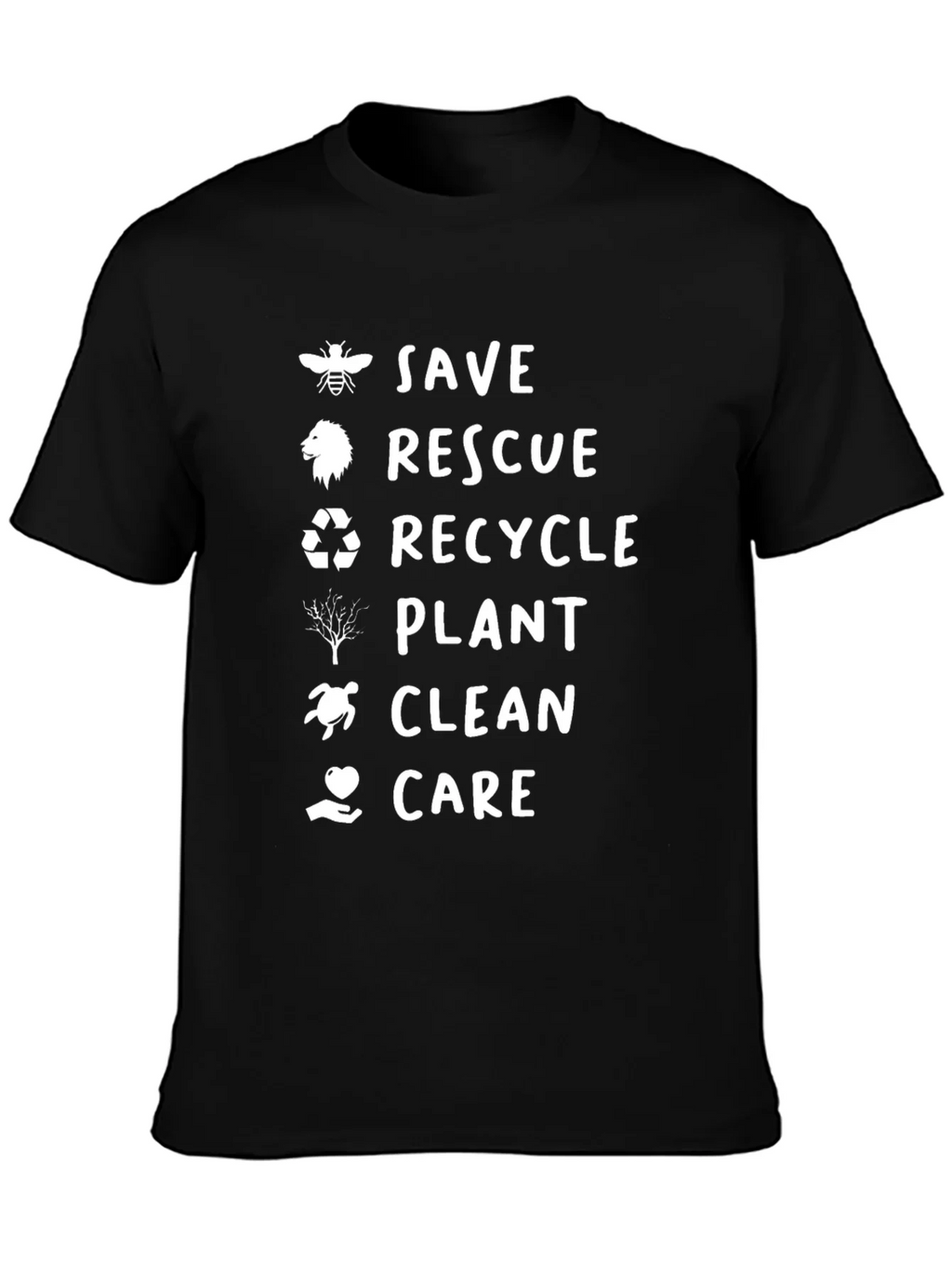 Eco-Friendly Black Graphic Tee - Save Rescue Recycle product image 3