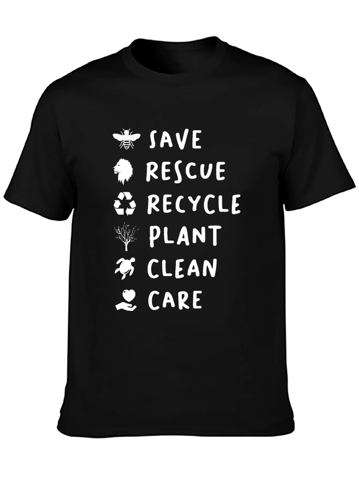 Eco-Friendly Black Graphic Tee - Save Rescue Recycle product image 3