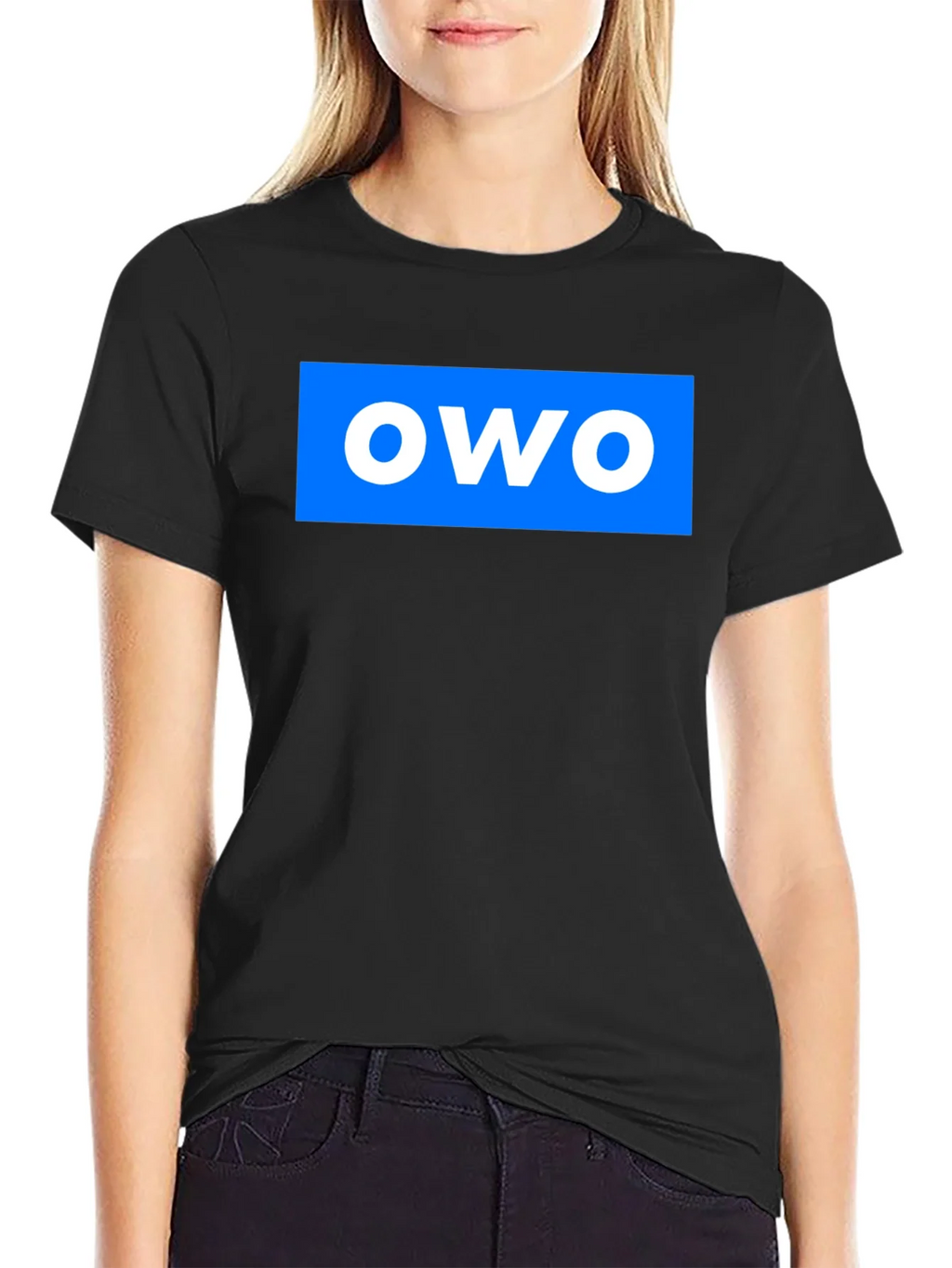 OWO Graphic T-Shirt - Blue on Black product image 1
