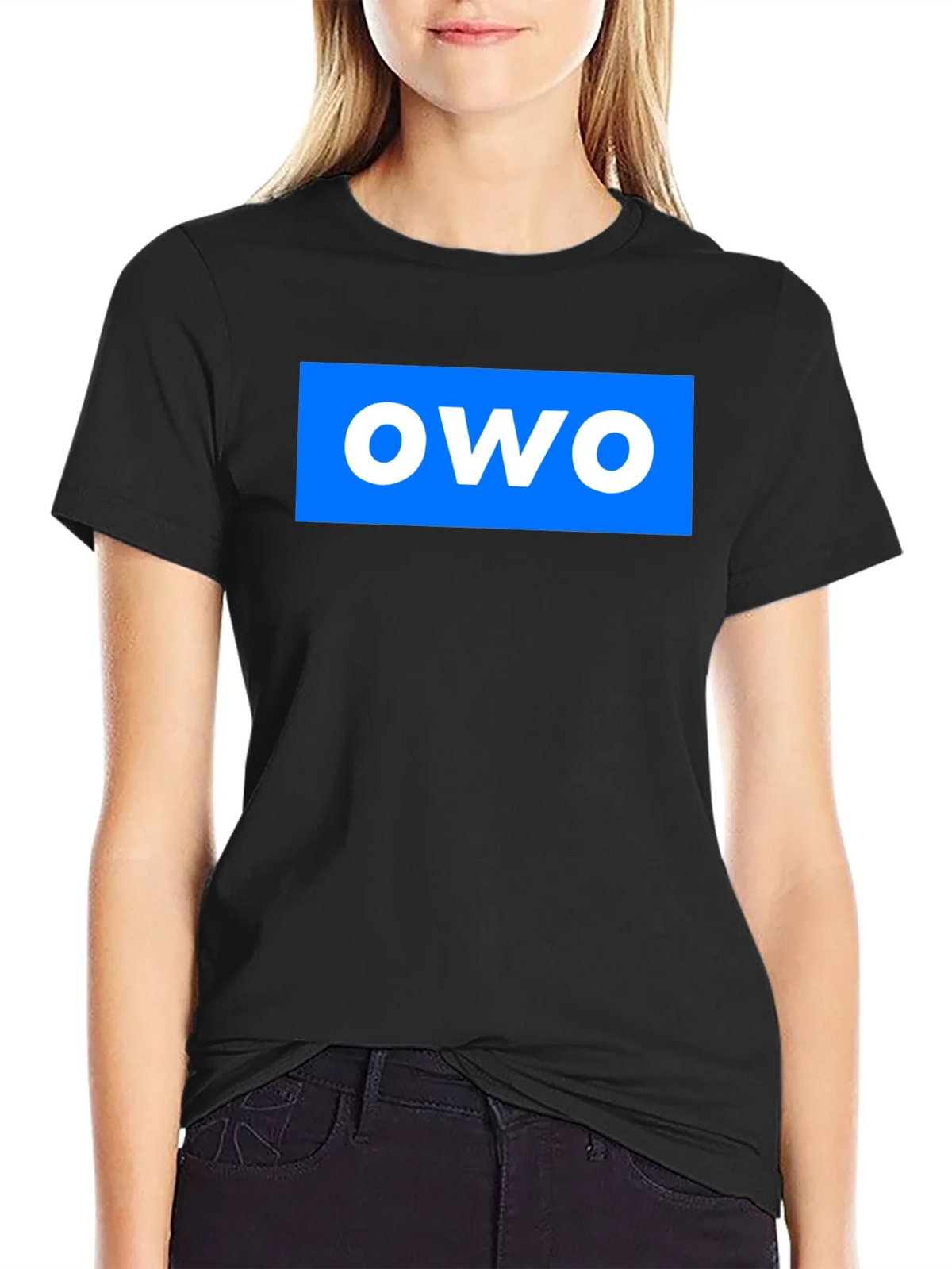OWO Graphic T-Shirt - Blue on Black product image 1