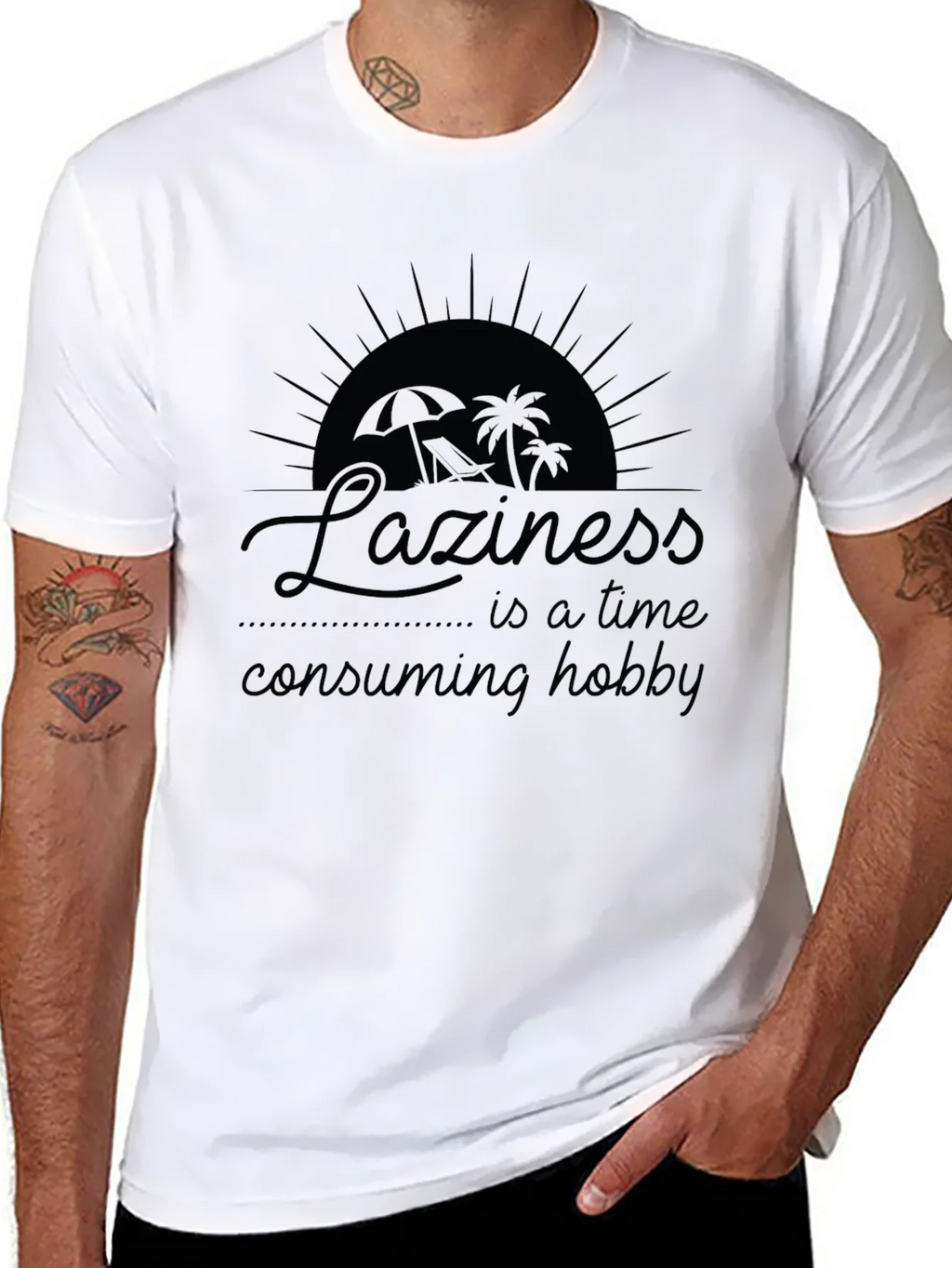 Laziness Hobby Black Graphic T-Shirt product image 7