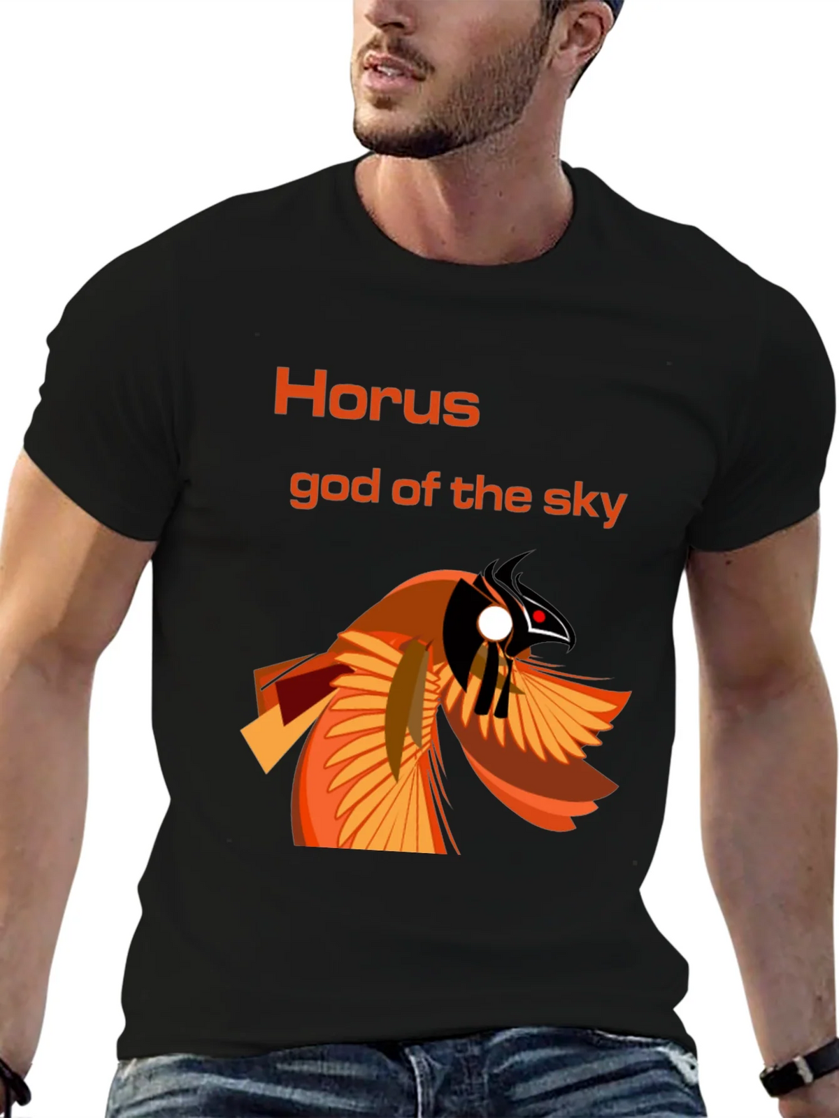 Horus God of the Sky Graphic Tee - Black Cotton T-Shirt product image 5