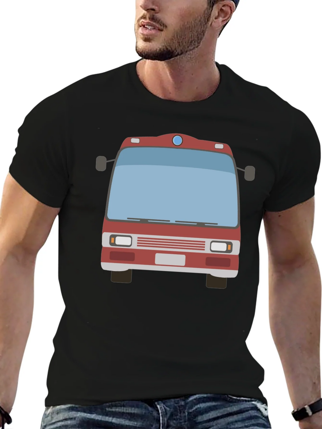 Fire Truck Graphic Tee - Black Casual T-Shirt product image 6
