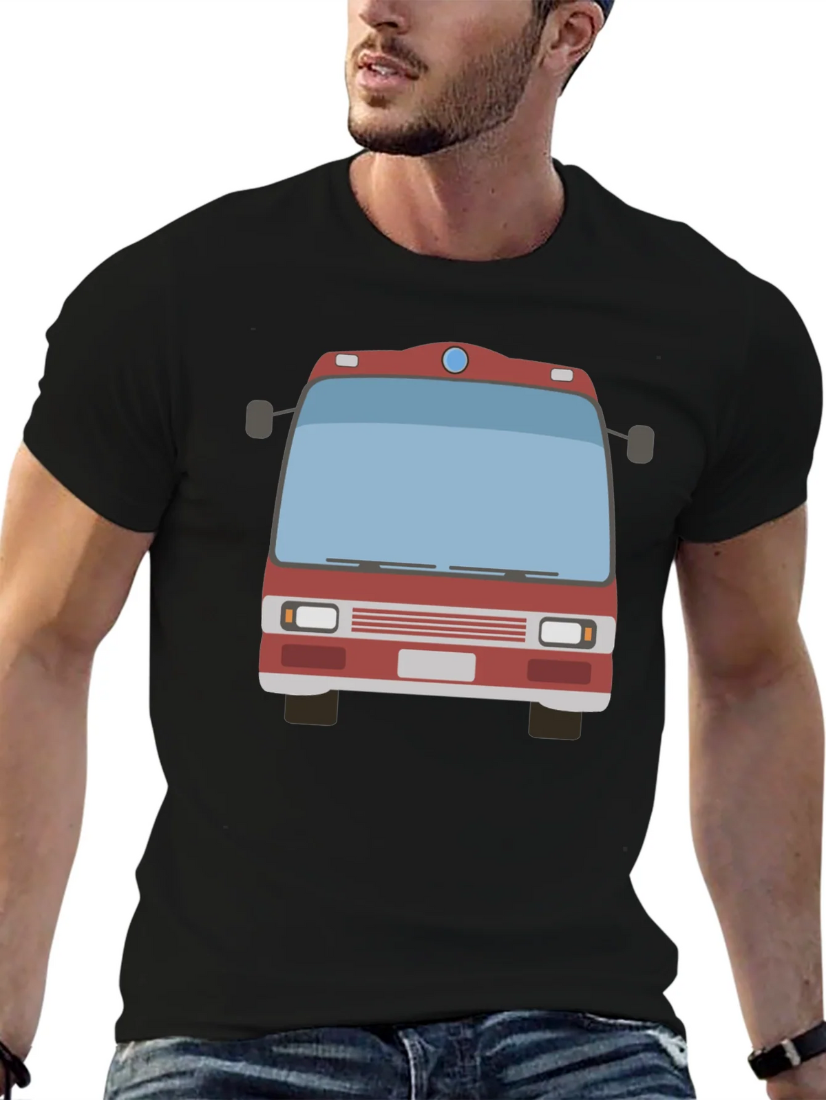 Fire Truck Graphic Tee - Black Casual T-Shirt product image 6