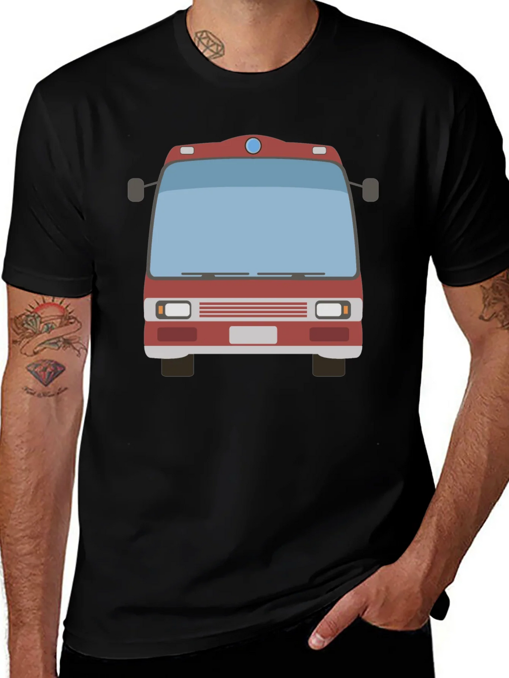 Fire Truck Graphic Tee - Black Casual T-Shirt product image 1