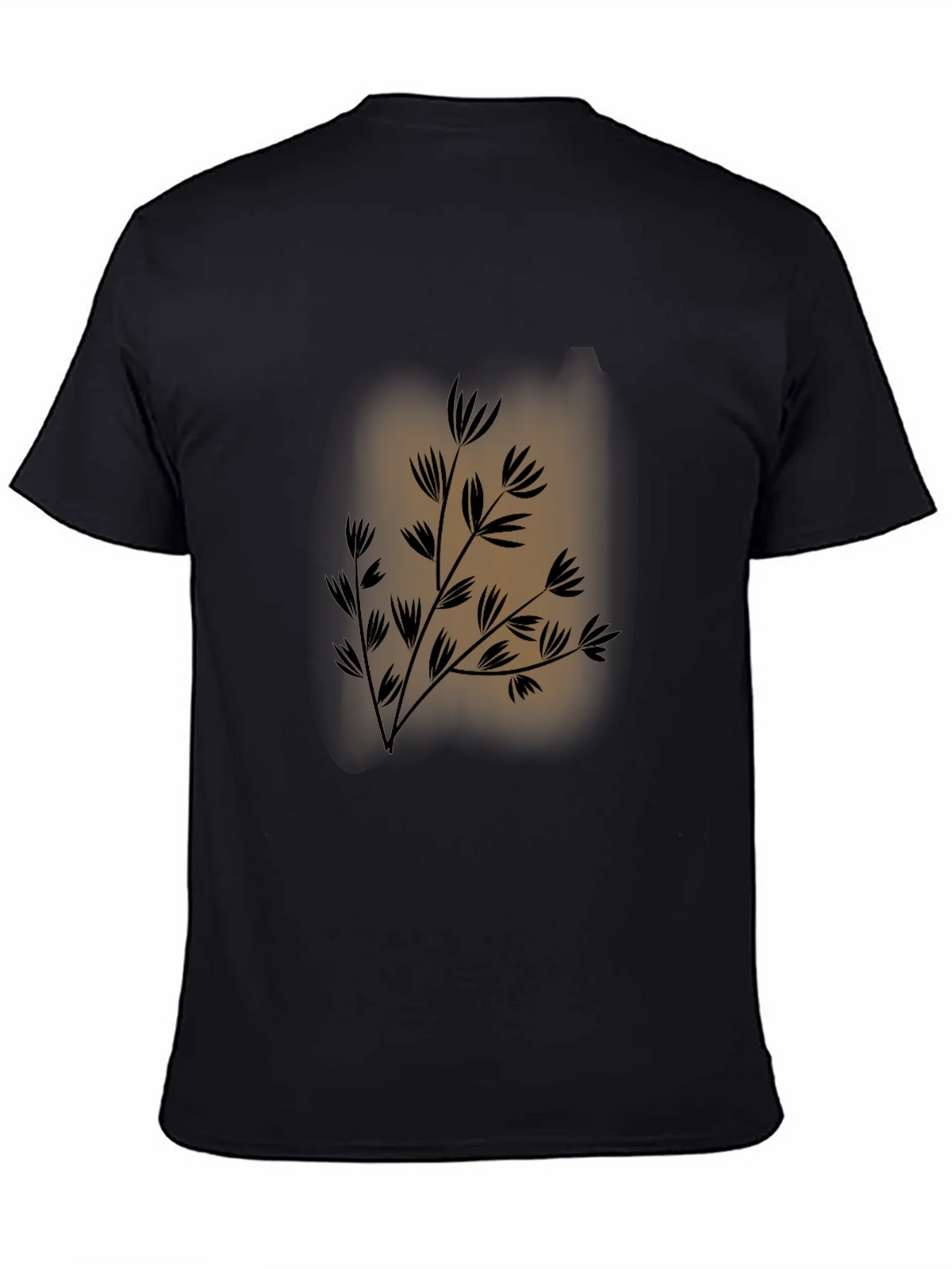 Mens Black Tee with Botanical Print product image 3