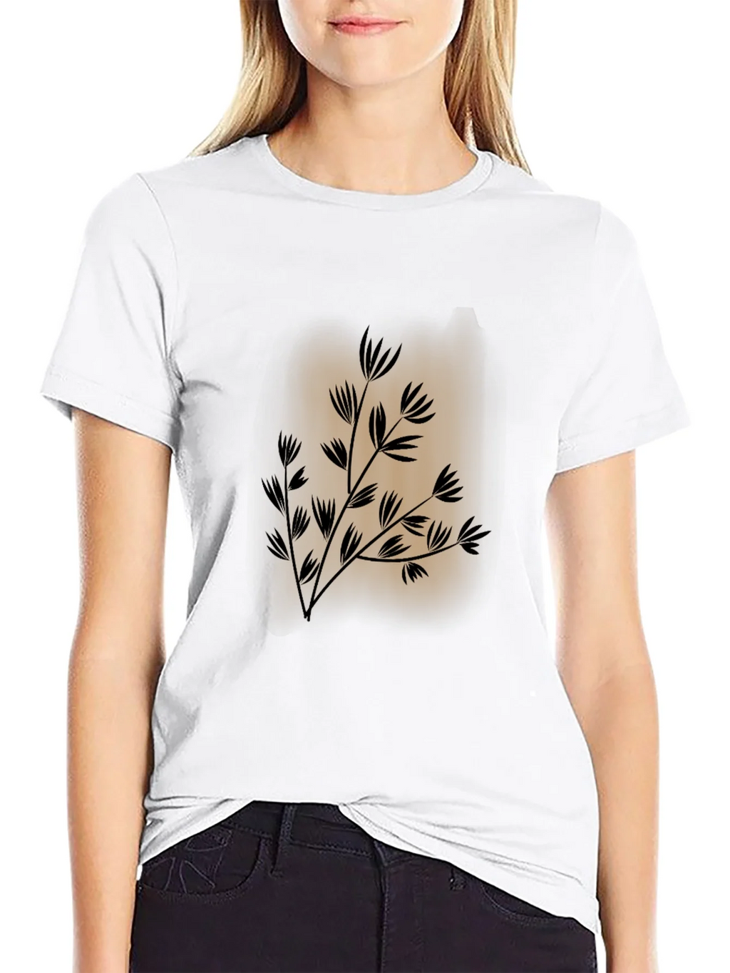 Mens Black Tee with Botanical Print product image 7