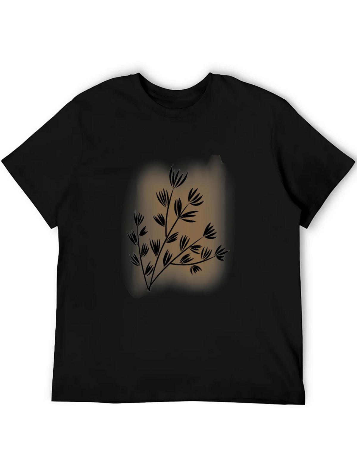 Mens Black Tee with Botanical Print product image 4