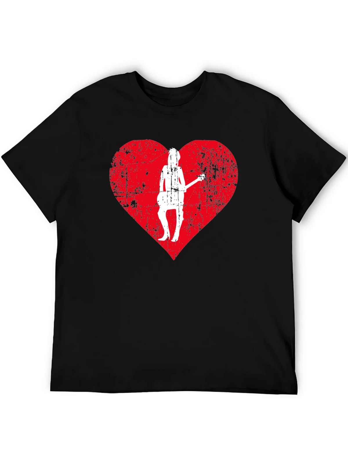 Guitar Girl Heart Graphic Tee - Black product image 5