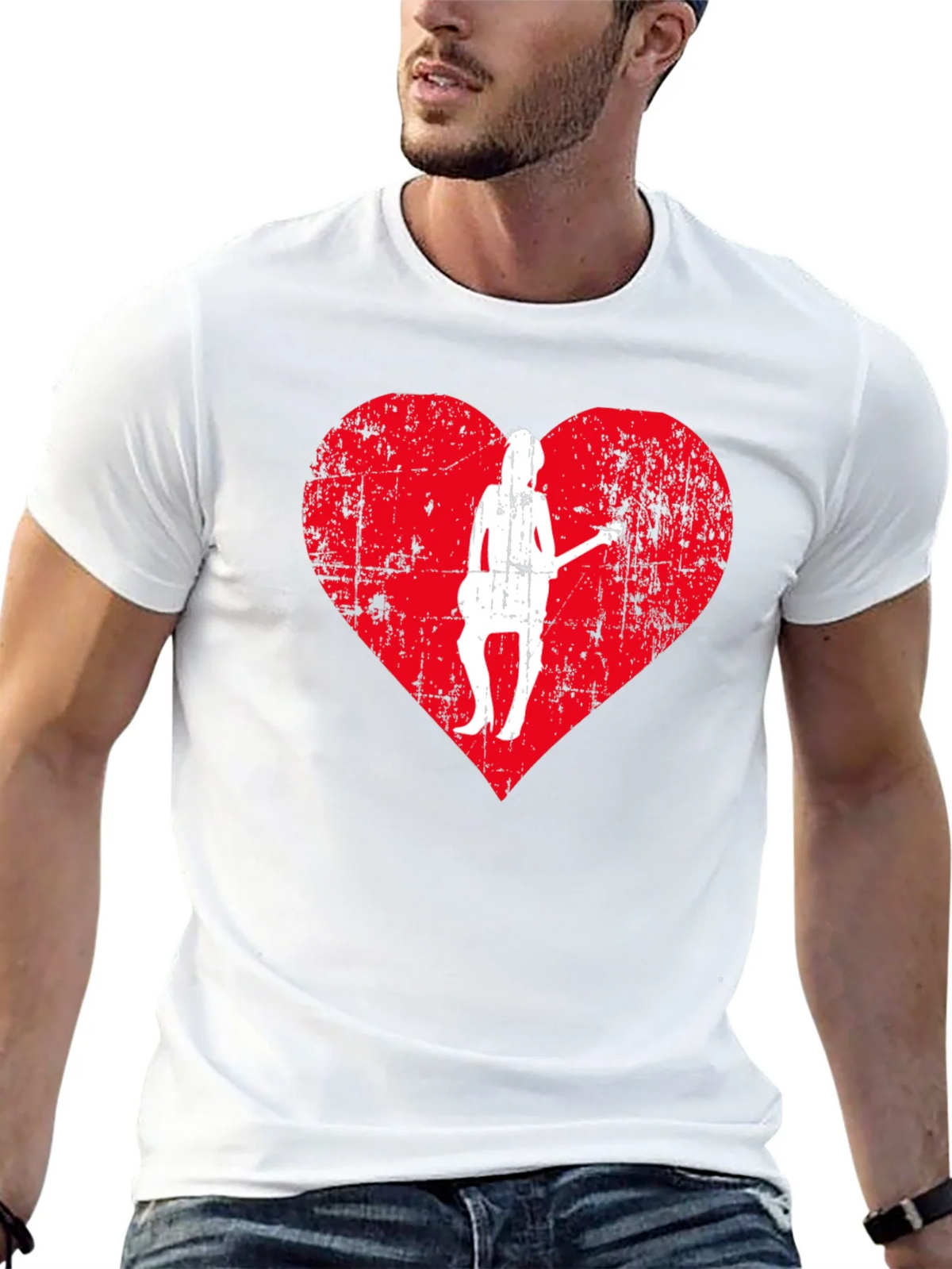 Guitar Girl Heart Graphic Tee - Black product image 12