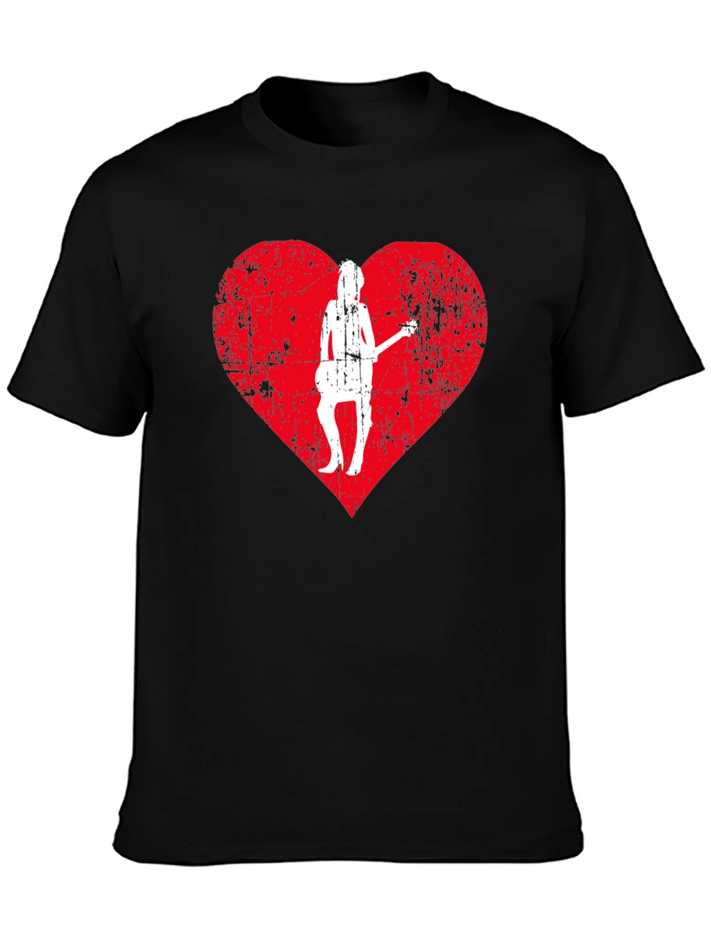 Guitar Girl Heart Graphic Tee - Black product image 3