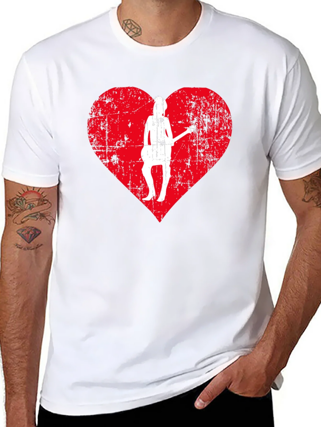 Guitar Girl Heart Graphic Tee - Black product image 7