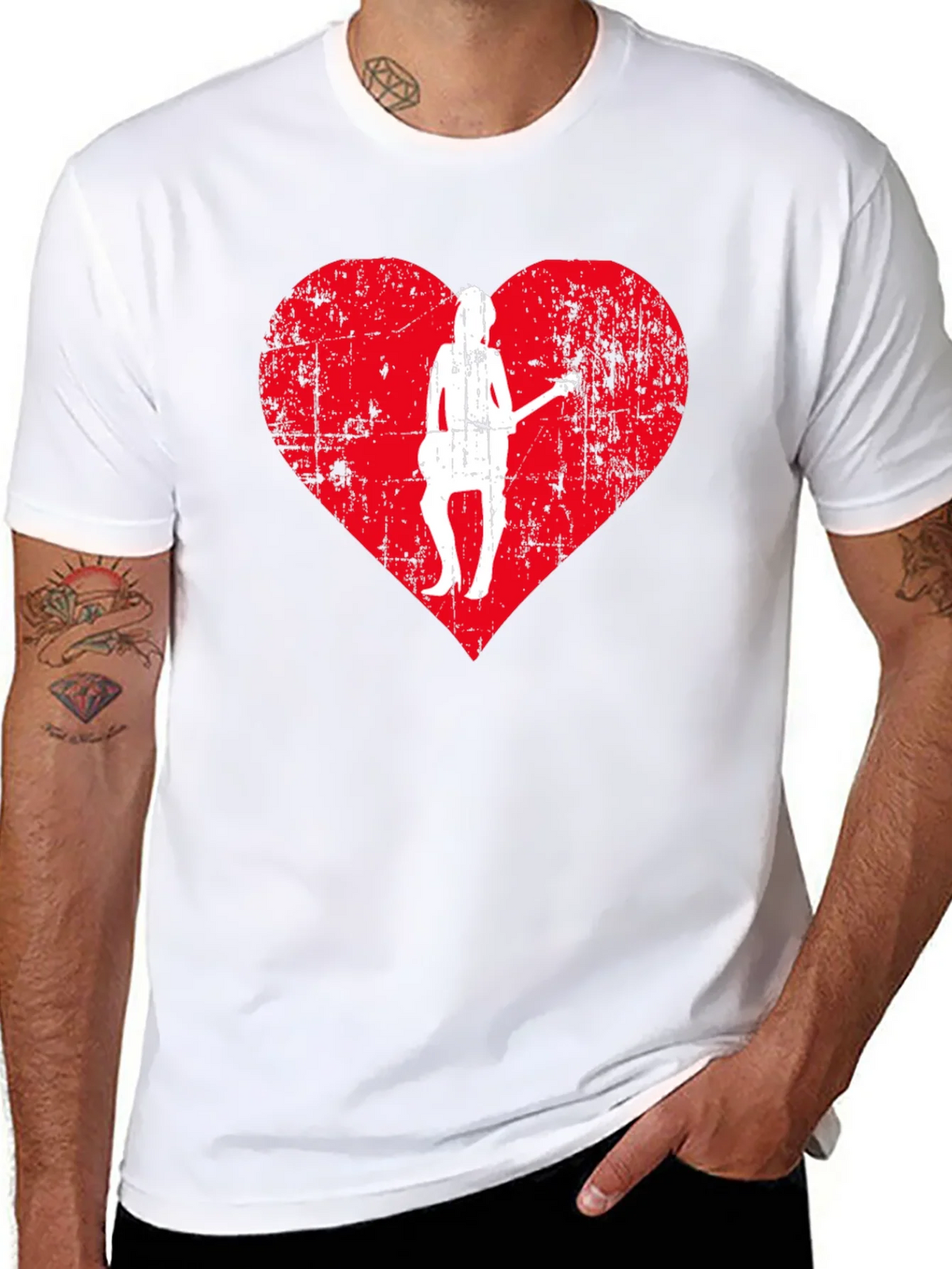 Guitar Girl Heart Graphic Tee - Black product image 7