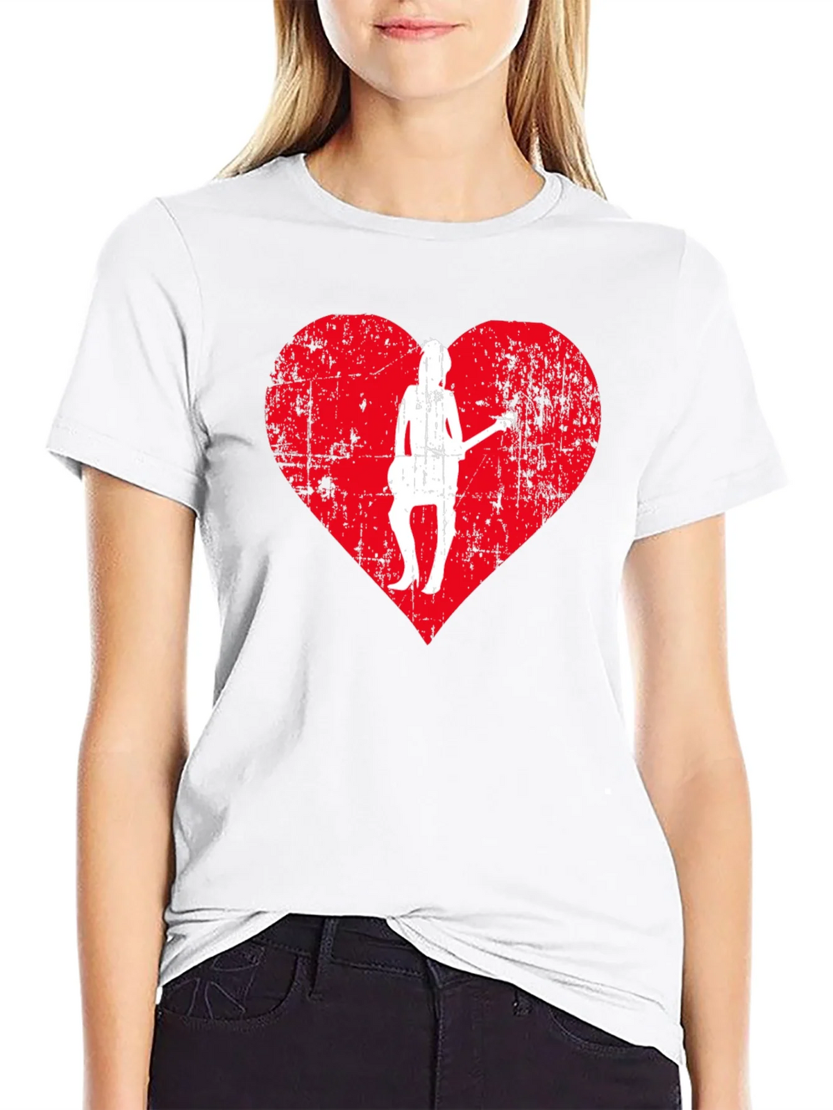 Guitar Girl Heart Graphic Tee - Black product image 8