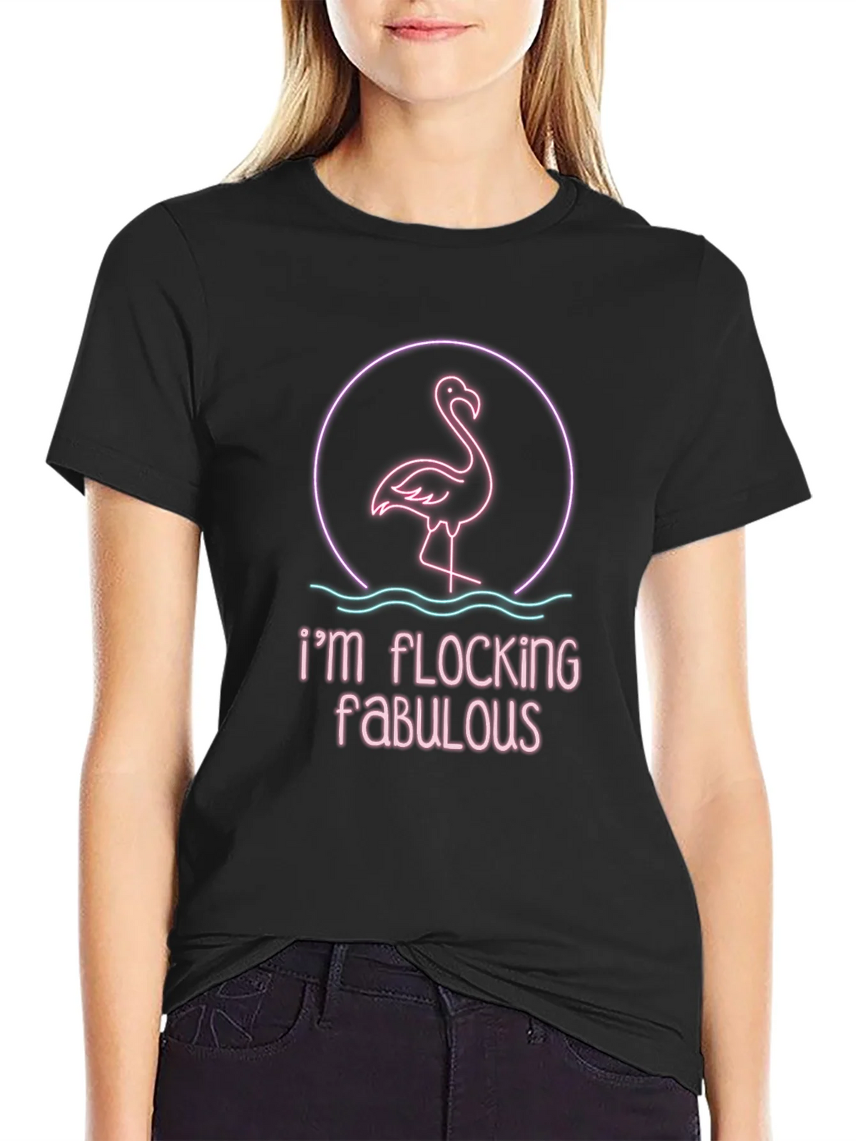 Flocking Fabulous Graphic Tee - Black Casual T-Shirt product image 2