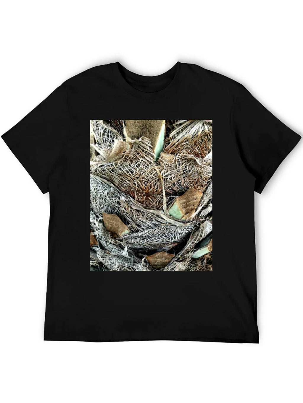 Textured Palm Bark Print Black T-Shirt product image 4
