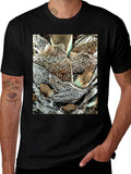 Textured Palm Bark Print Black T-Shirt product image 1