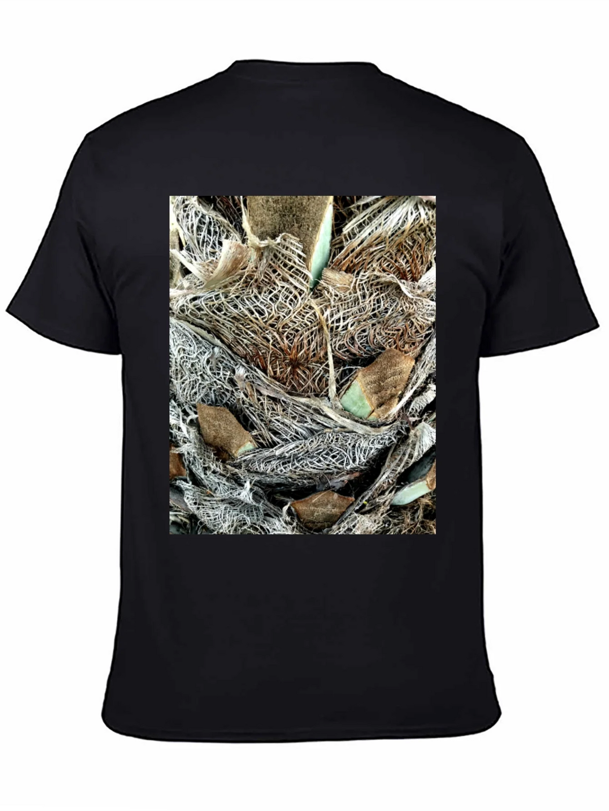 Textured Palm Bark Print Black T-Shirt product image 3